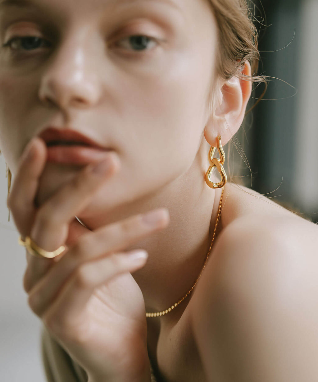 18K Gold Plated Sterling Silver Cunkey Chain Earrings | NEVIEN