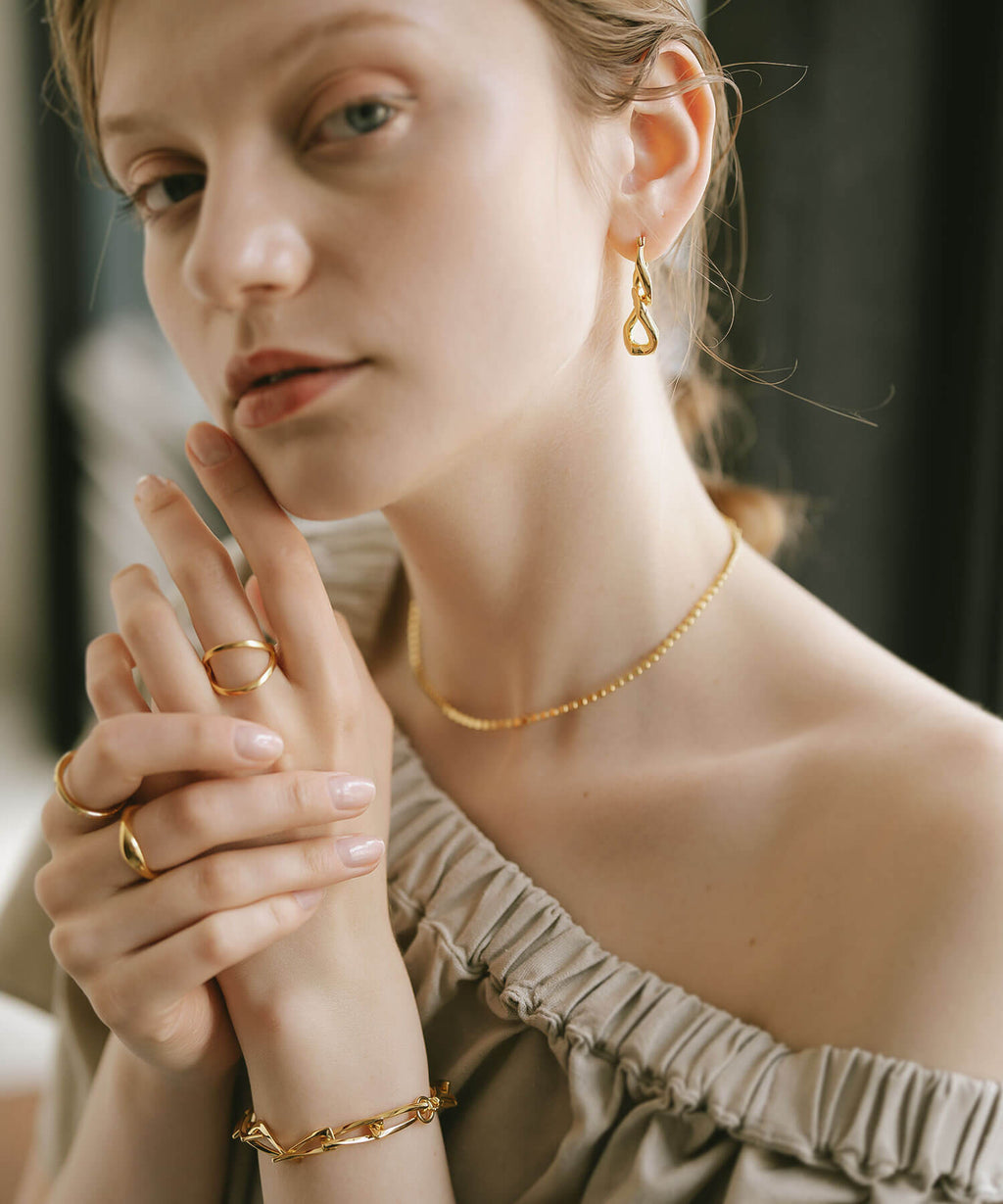 18K Gold Plated Sterling Silver Cunkey Chain Earrings | NEVIEN