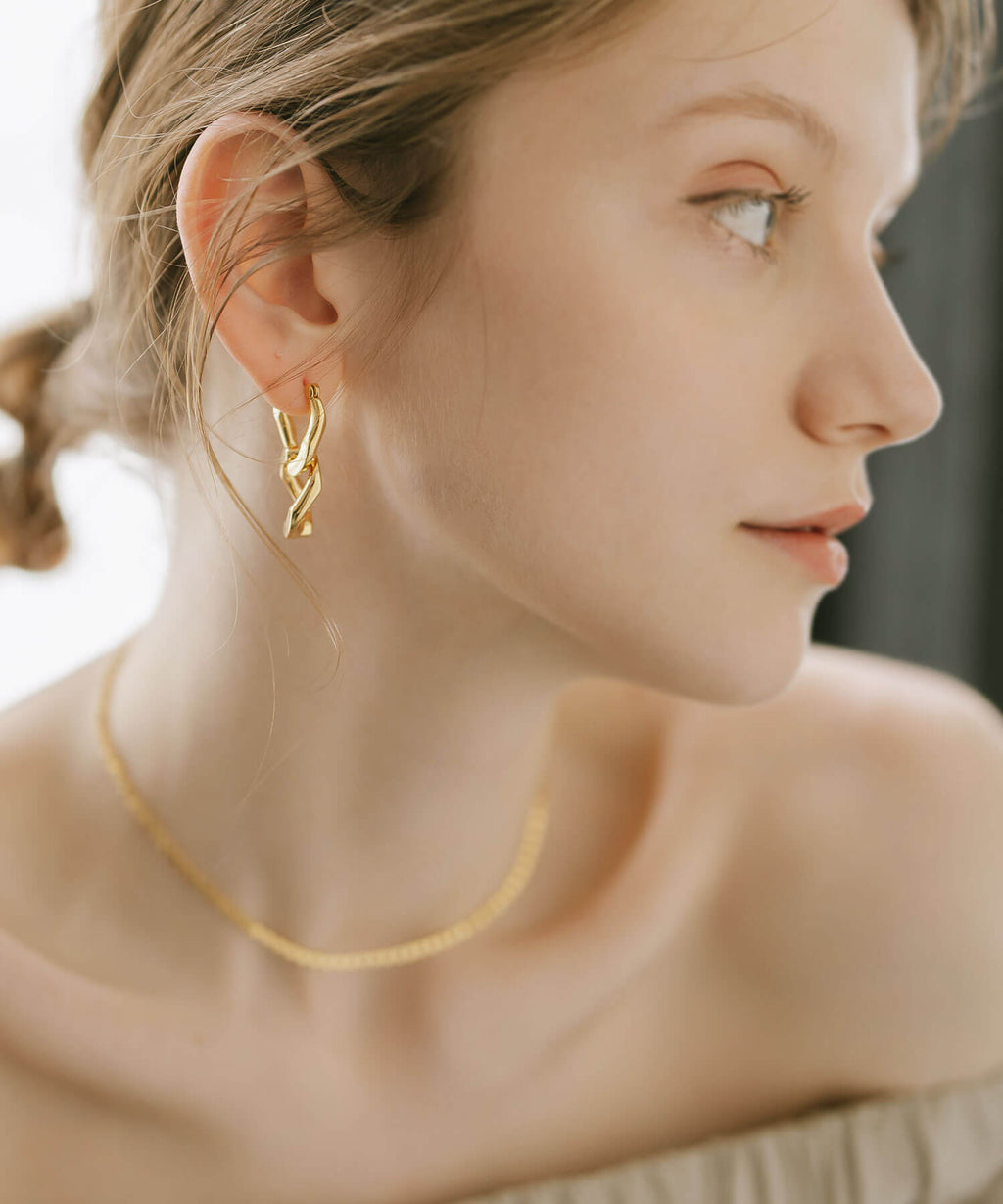 18K Gold Plated Sterling Silver Cunkey Chain Earrings | NEVIEN