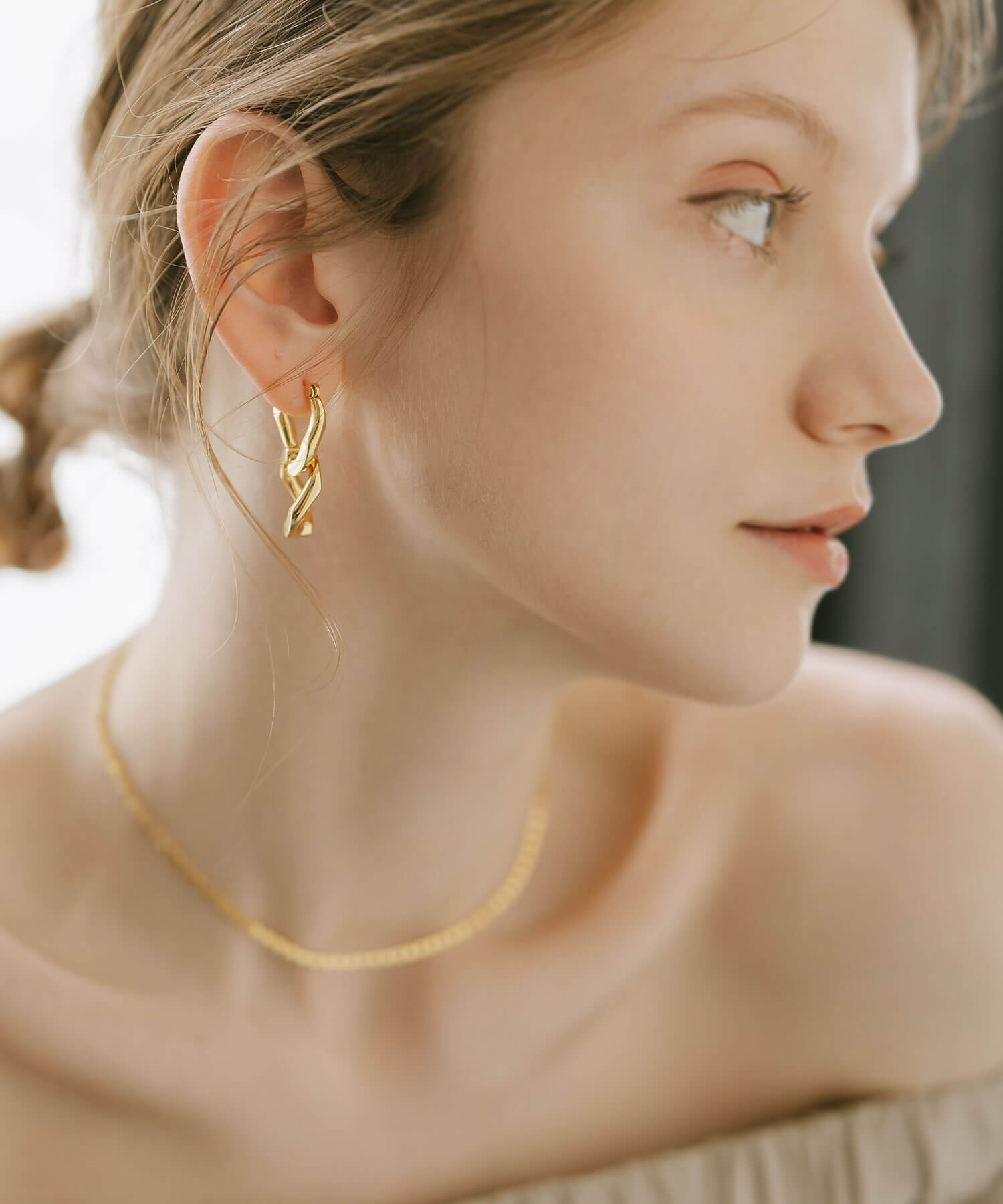 18K Gold Plated Sterling Silver Cunkey Chain Earrings | NEVIEN