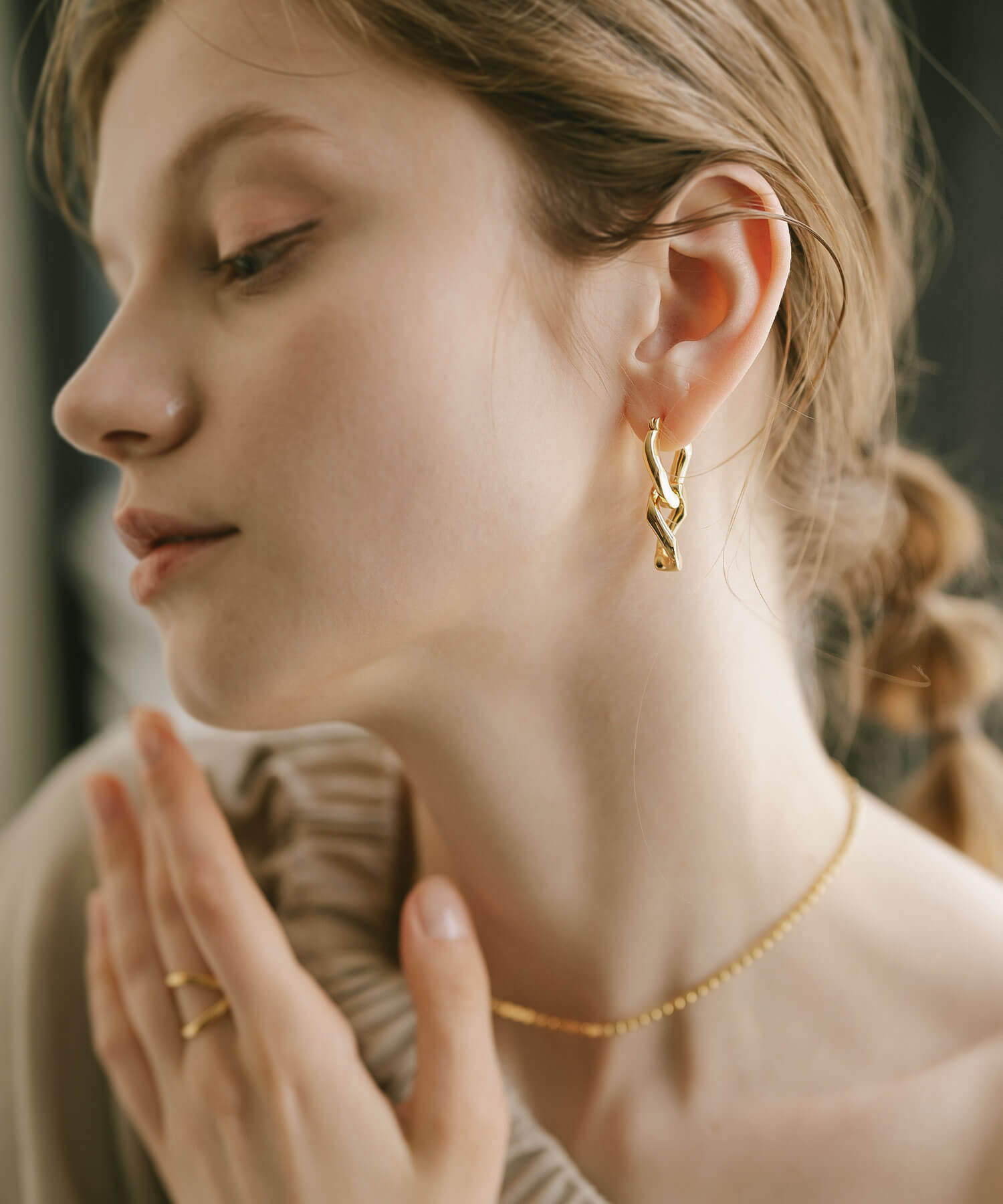 18K Gold Plated Sterling Silver Cunkey Chain Earrings | NEVIEN