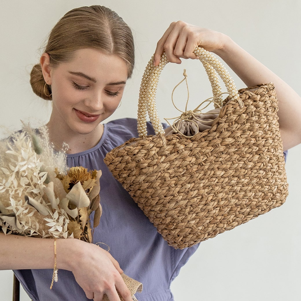 Pearl Handle Basket Bag | NOVALE