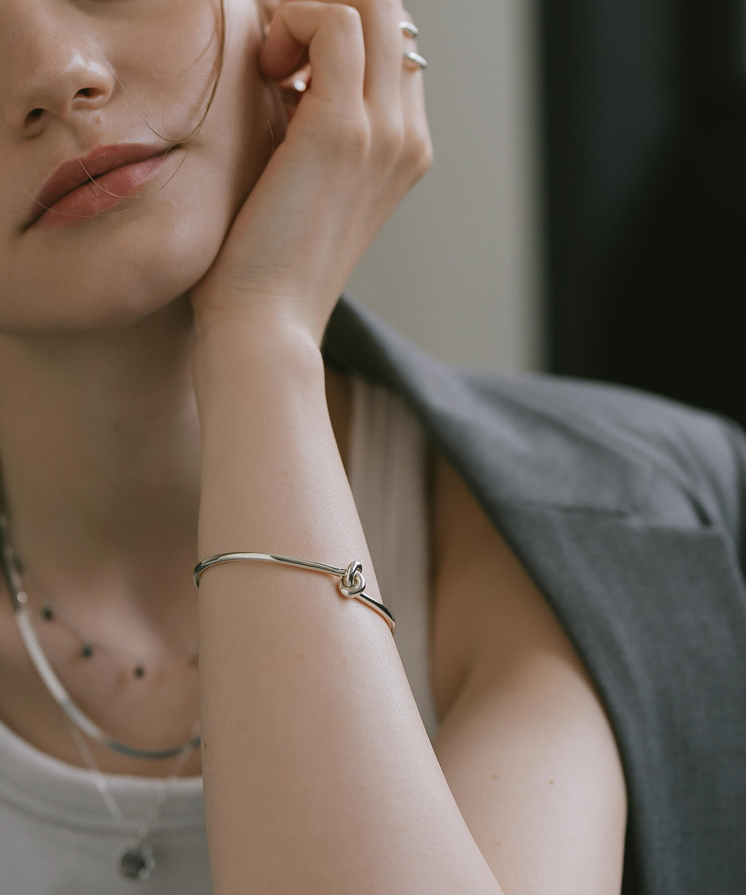 18K Gold Plated Sterling Silver Tight Knot Bangle | OBLIGA