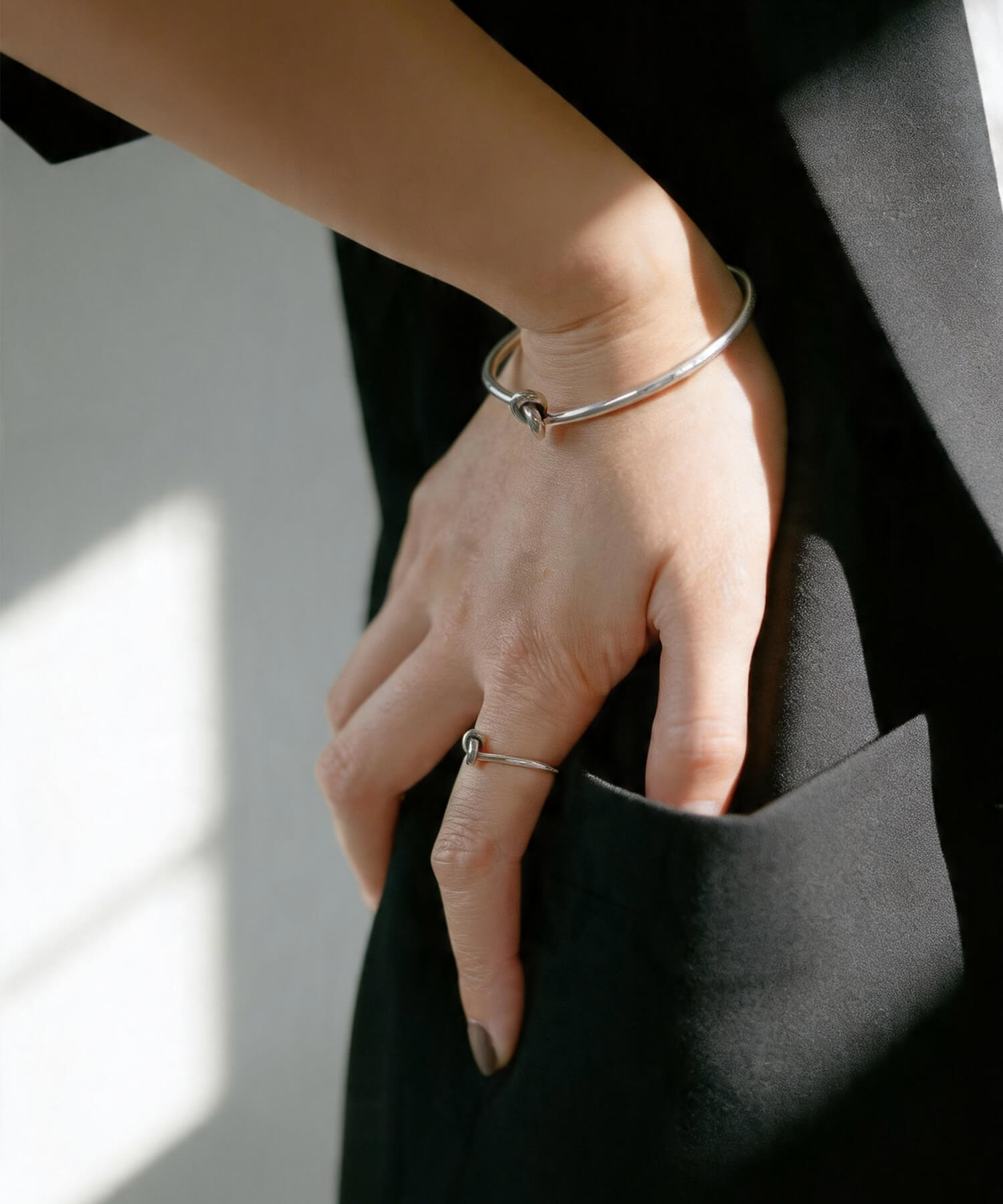 18K Gold Plated Sterling Silver Tight Knot Bangle | OBLIGA