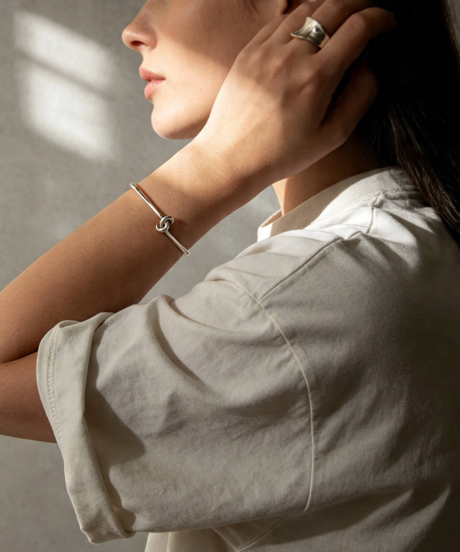 18K Gold Plated Sterling Silver Tight Knot Bangle | OBLIGA