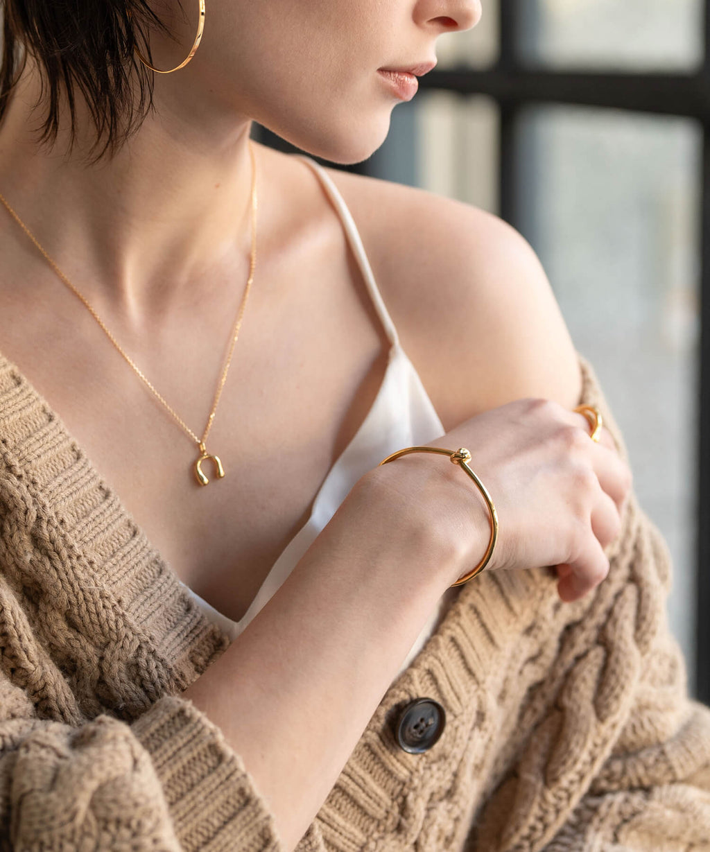 18K Gold Plated Sterling Silver Tight Knot Bangle | OBLIGA
