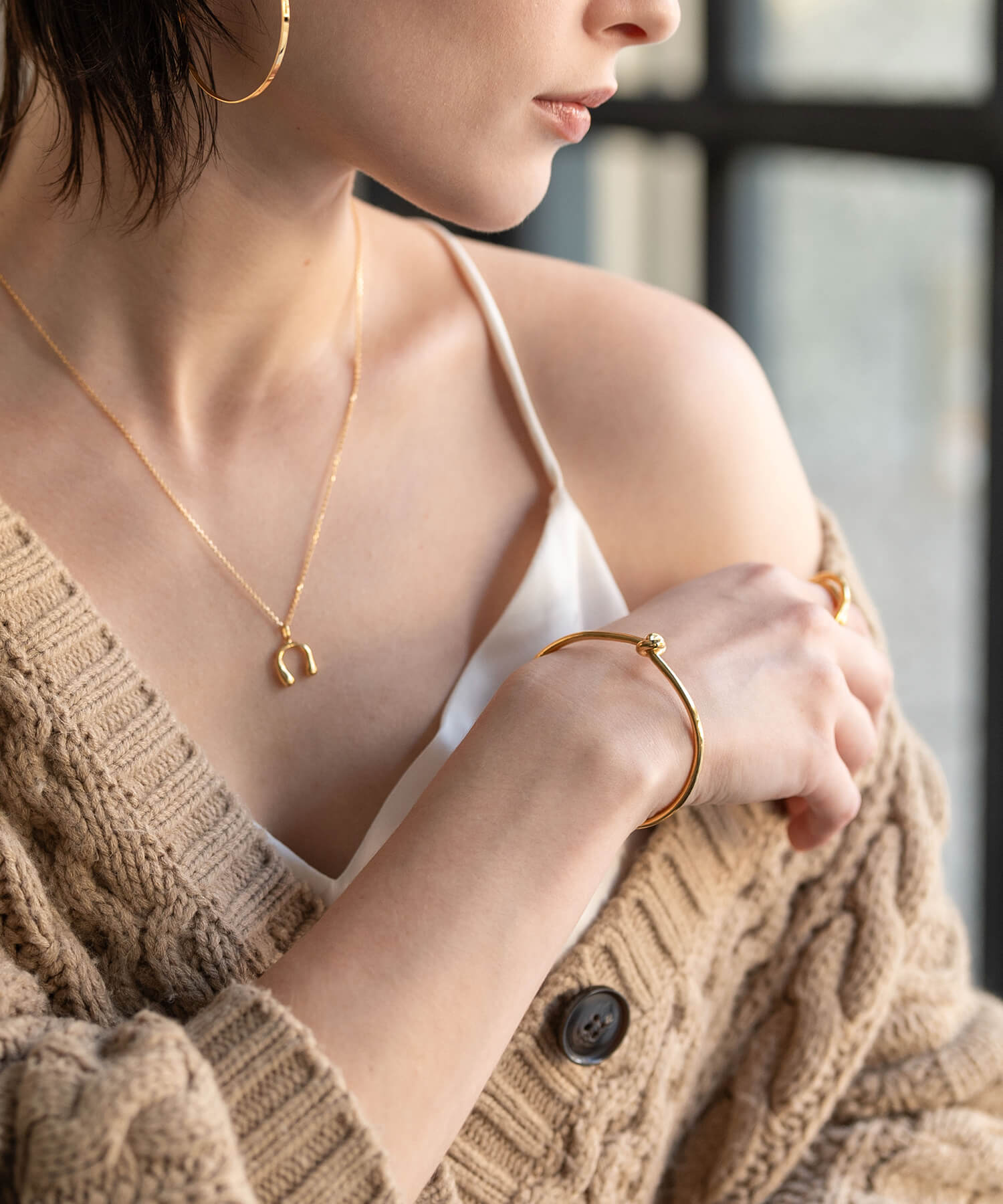 18K Gold Plated Sterling Silver Tight Knot Bangle | OBLIGA