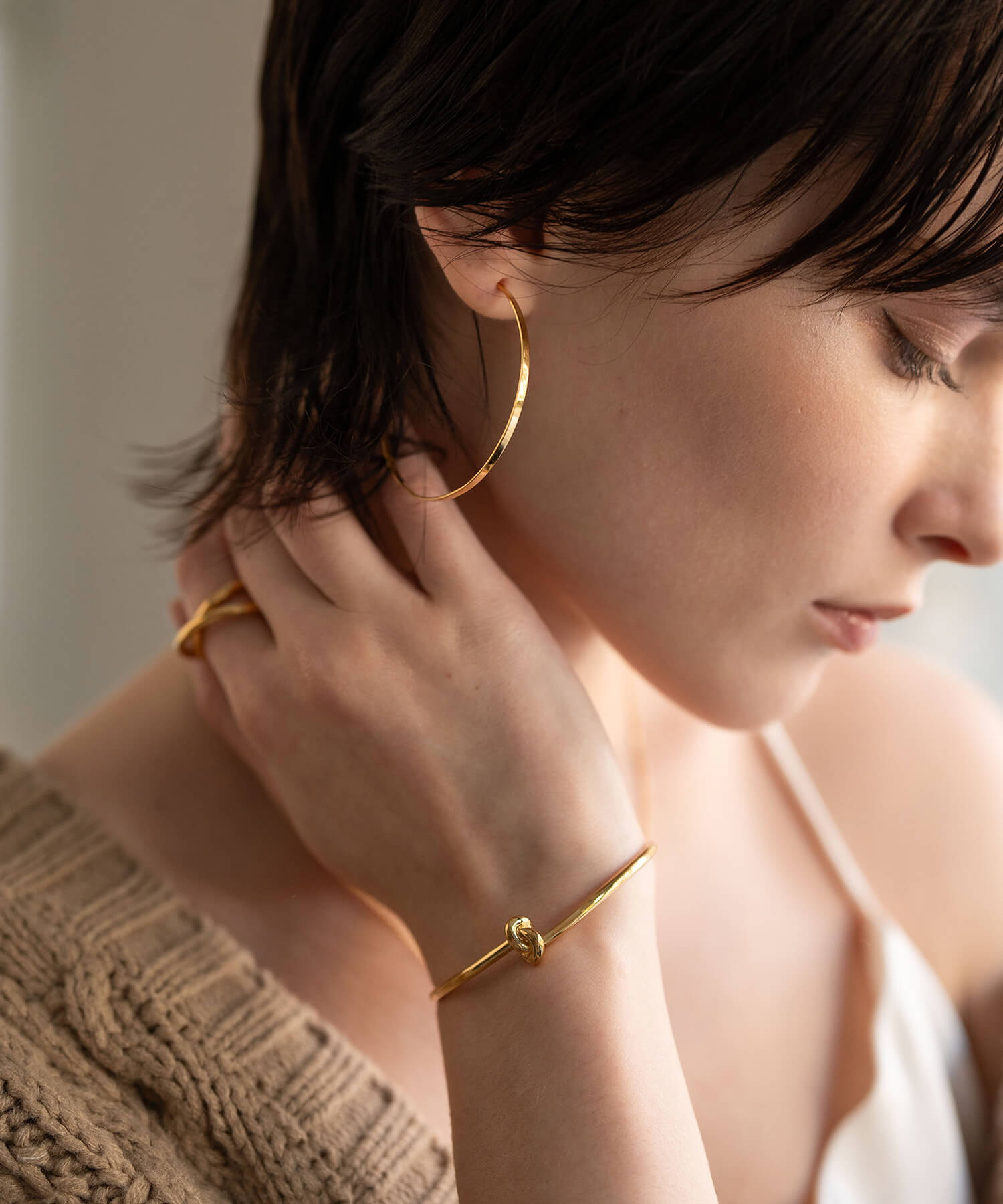 18K Gold Plated Sterling Silver Tight Knot Bangle | OBLIGA