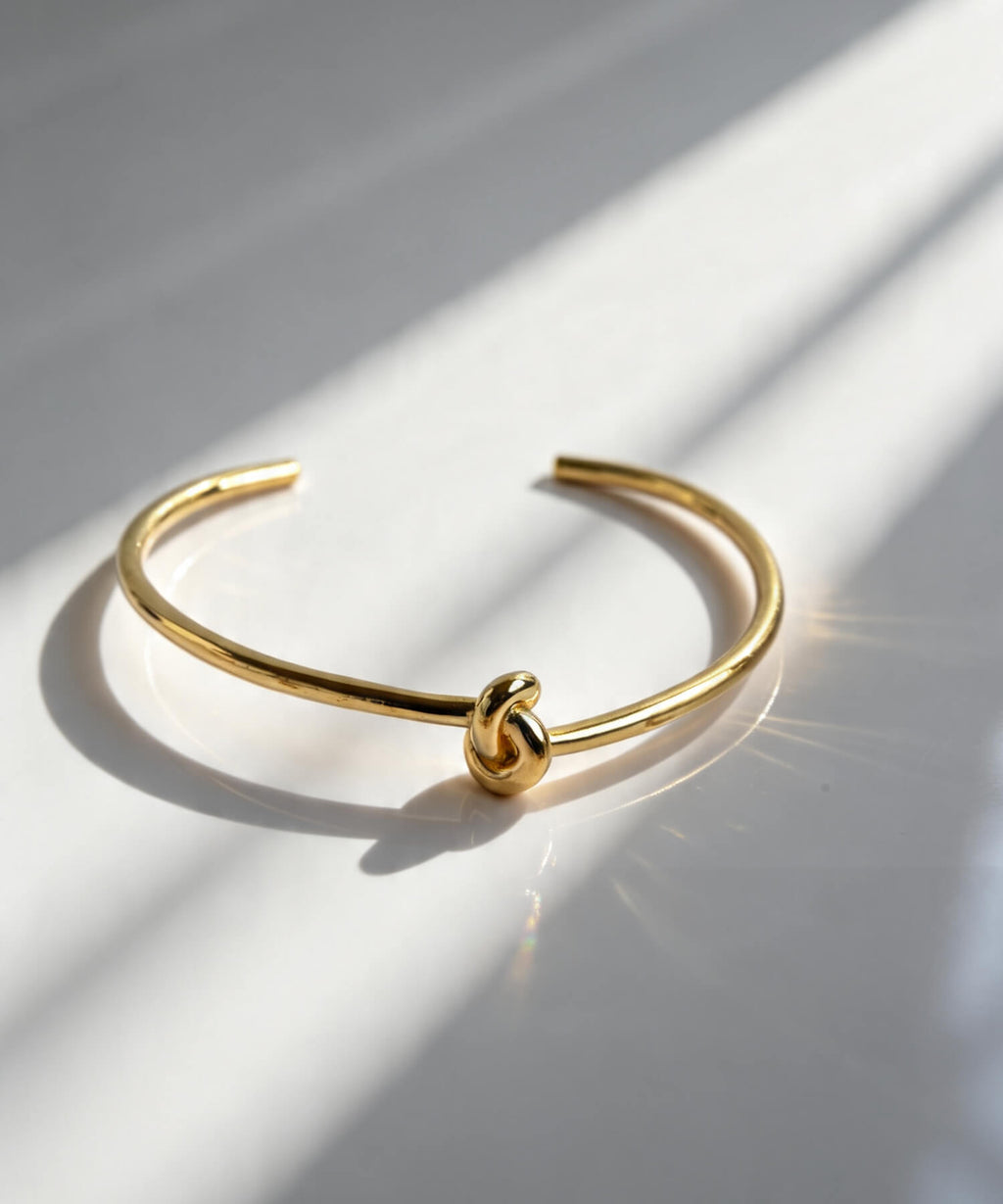18K Gold Plated Sterling Silver Tight Knot Bangle | OBLIGA