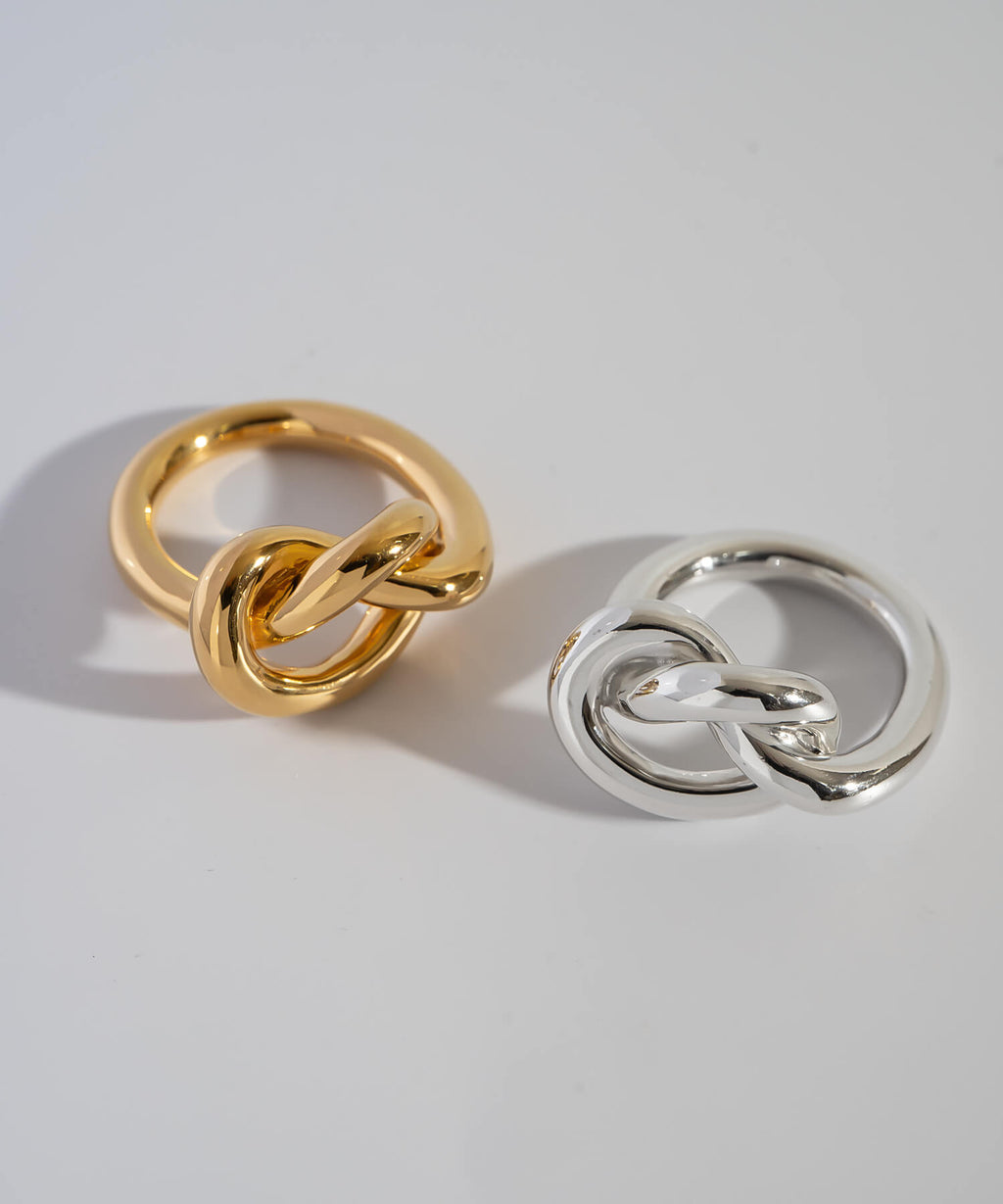 18K Gold Plated Sterling Silver Knot Ring | OBLIGA