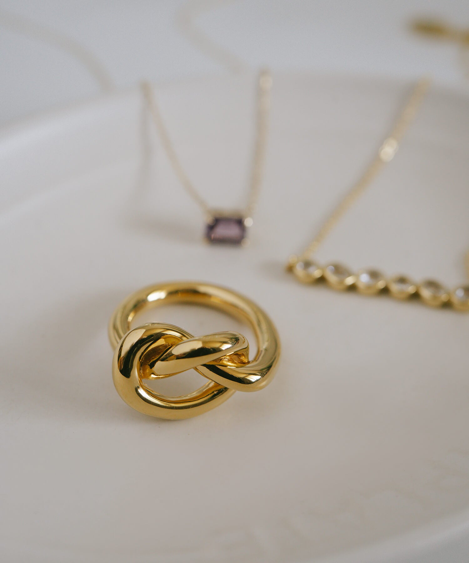 18K Gold Plated Sterling Silver Knot Ring | OBLIGA