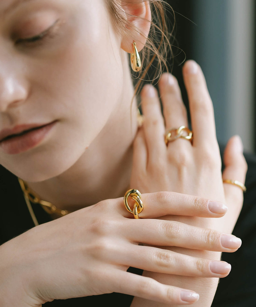 18K Gold Plated Sterling Silver Knot Ring | OBLIGA
