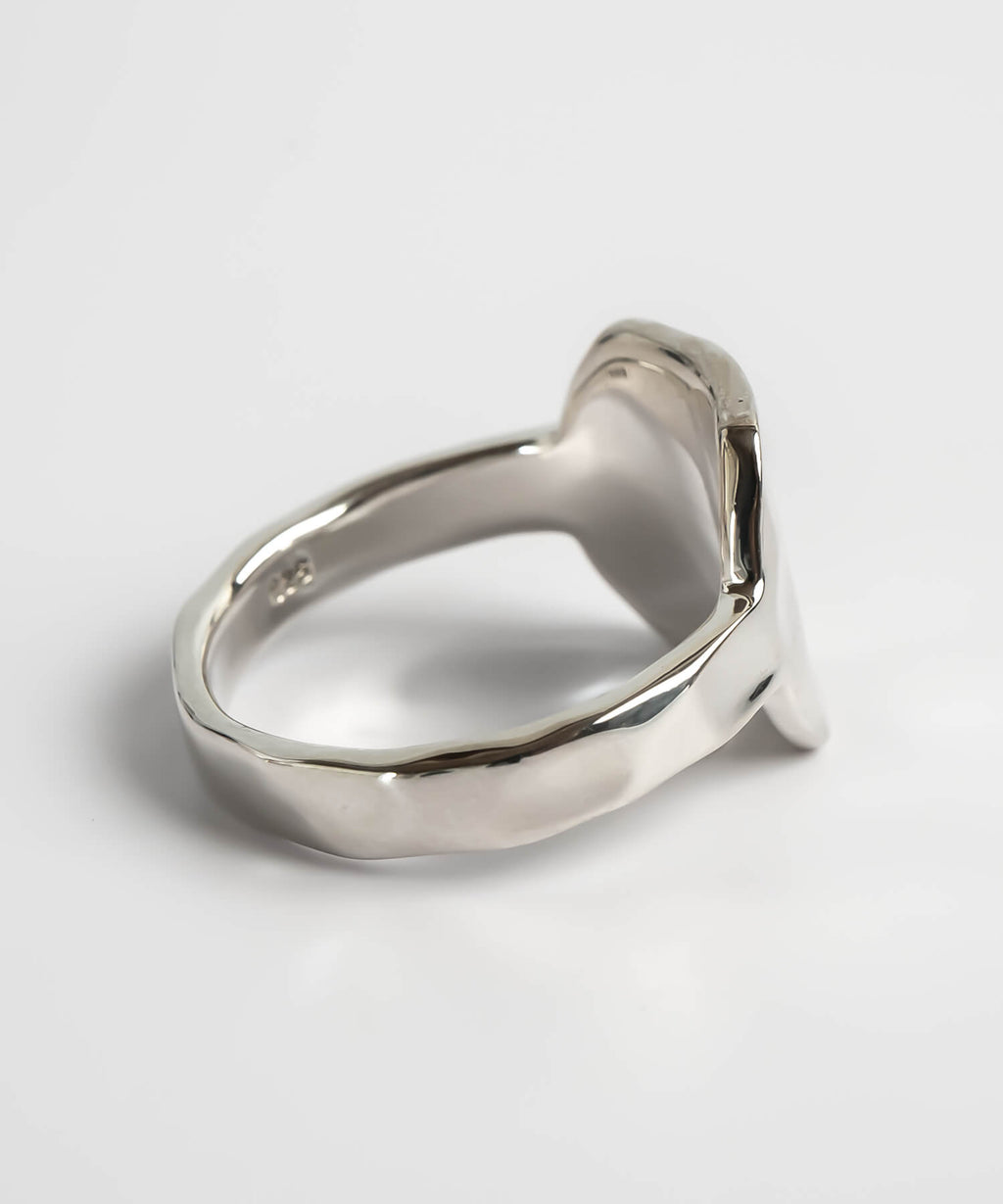 18K Gold Plated Sterling Silver Hammer Finish Flat Ring | OLIEOLIE