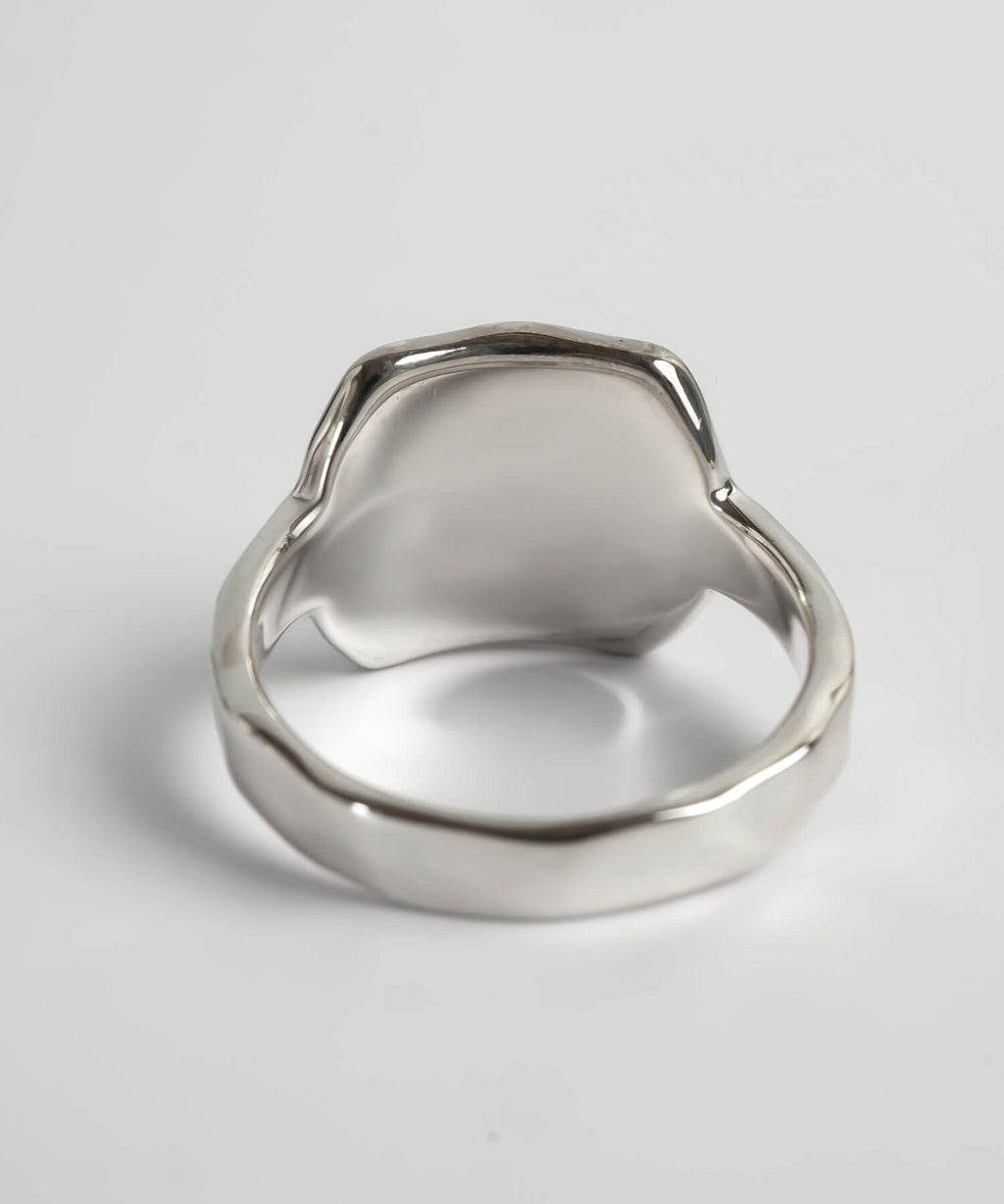 18K Gold Plated Sterling Silver Hammer Finish Flat Ring | OLIEOLIE