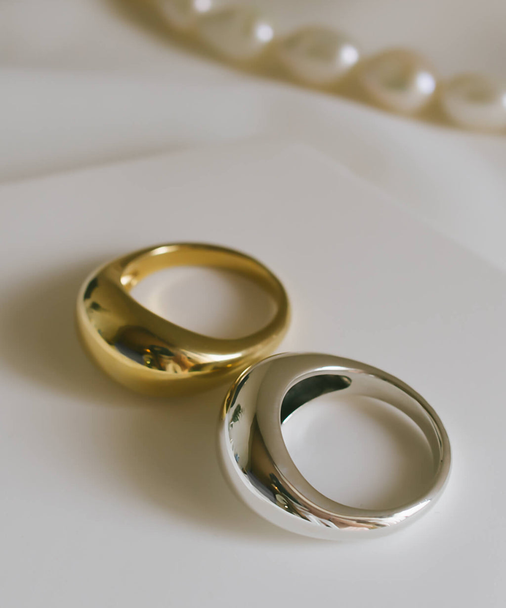 18K Gold Plated Sterling Silver Dome Ring | ORIFAR