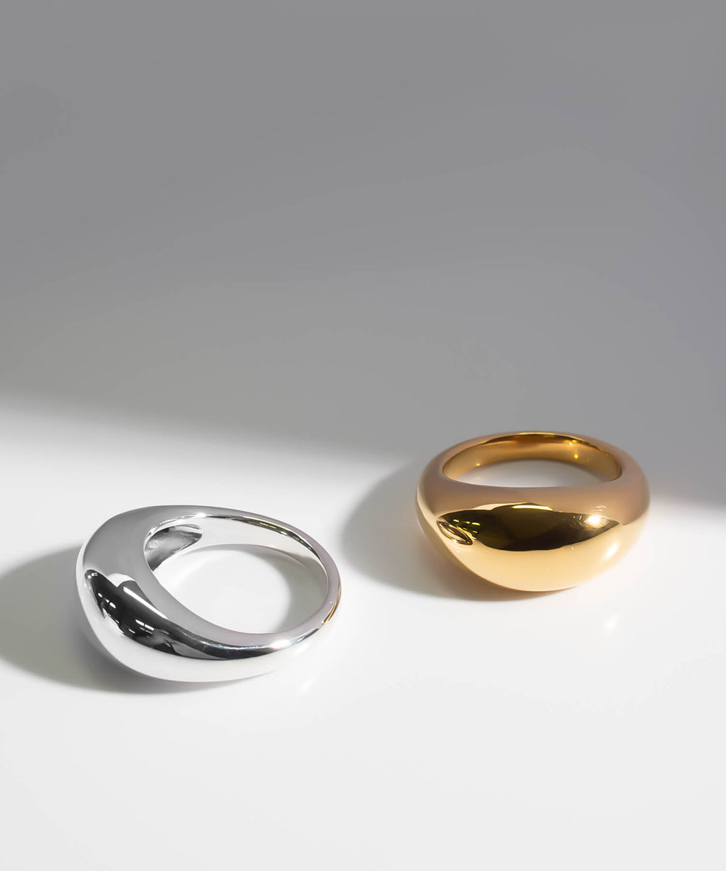 18K Gold Plated Sterling Silver Dome Ring | ORIFAR