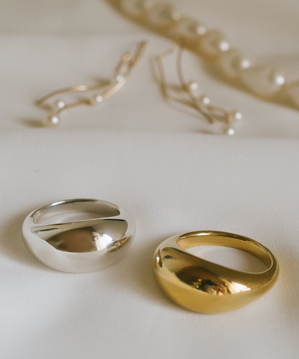 18K Gold Plated Sterling Silver Dome Ring | ORIFAR
