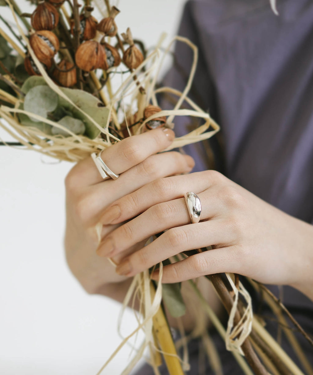 18K Gold Plated Sterling Silver Dome Ring | ORIFAR