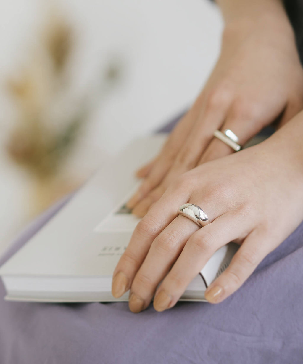 18K Gold Plated Sterling Silver Dome Ring | ORIFAR