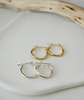 18K Gold Plated Sterling Silver Round Hoop Earrings | ORIFAR-HOOP