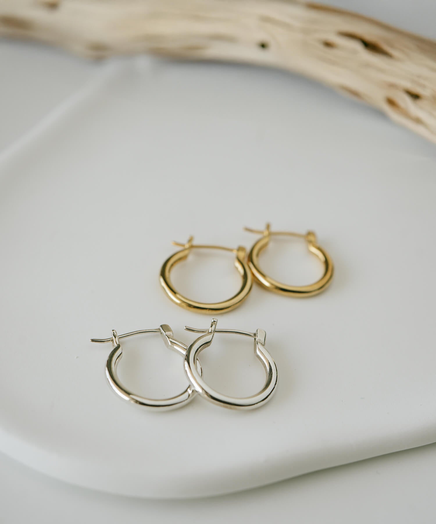 18K Gold Plated Sterling Silver Round Hoop Earrings | ORIFAR-HOOP