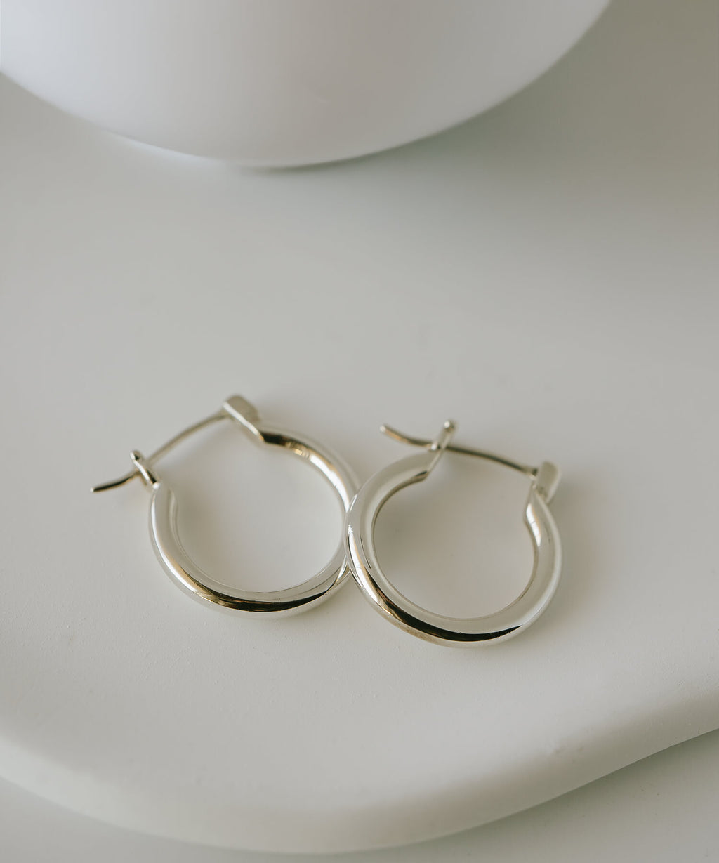 18K Gold Plated Sterling Silver Round Hoop Earrings | ORIFAR-HOOP