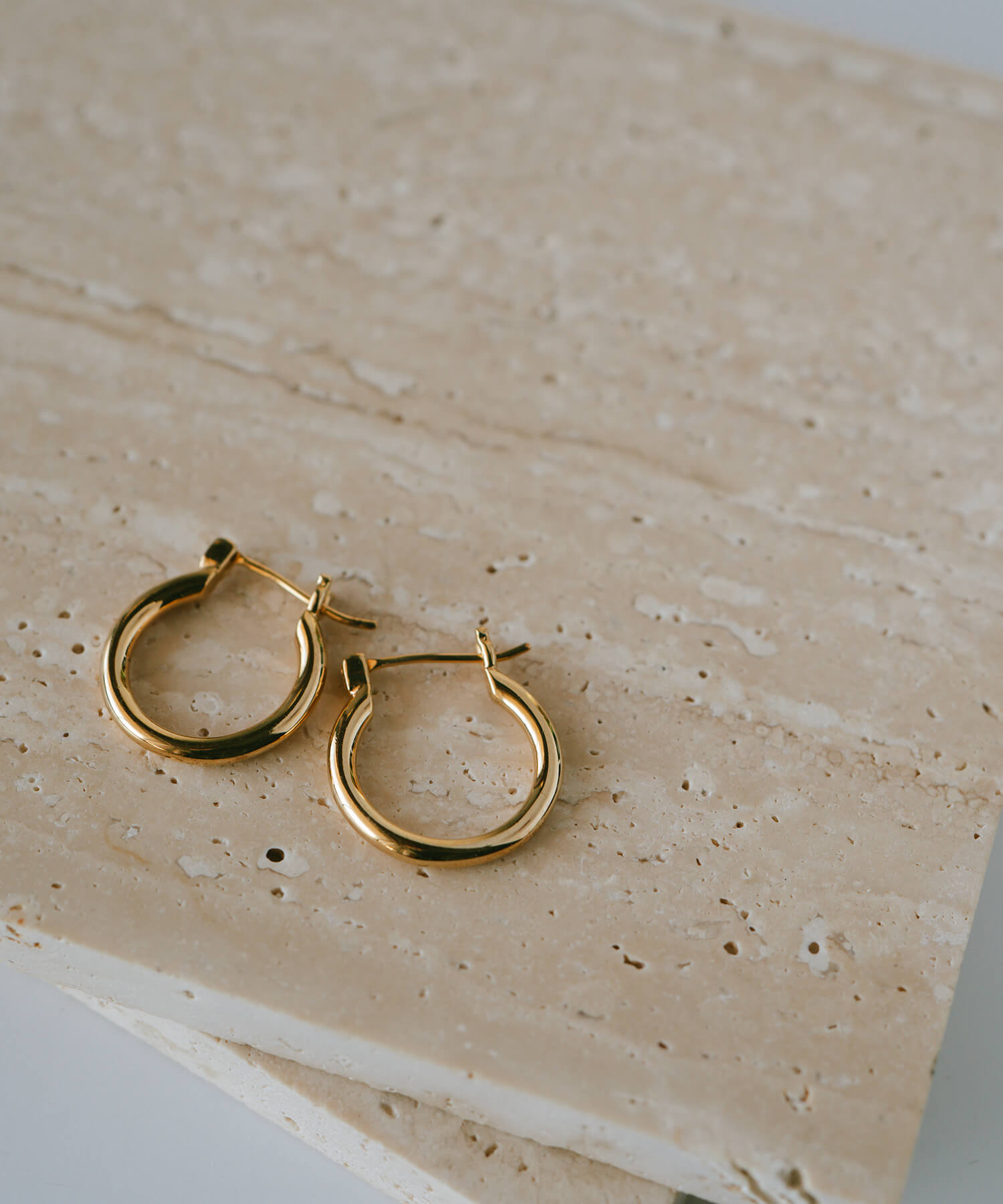 18K Gold Plated Sterling Silver Round Hoop Earrings | ORIFAR-HOOP