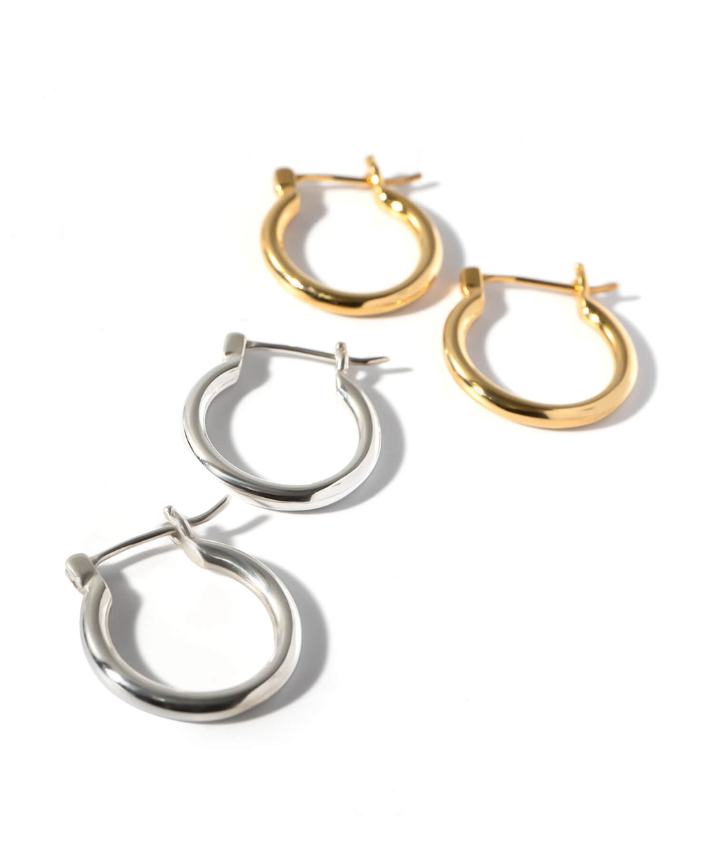 18K Gold Plated Sterling Silver Round Hoop Earrings | ORIFAR-HOOP