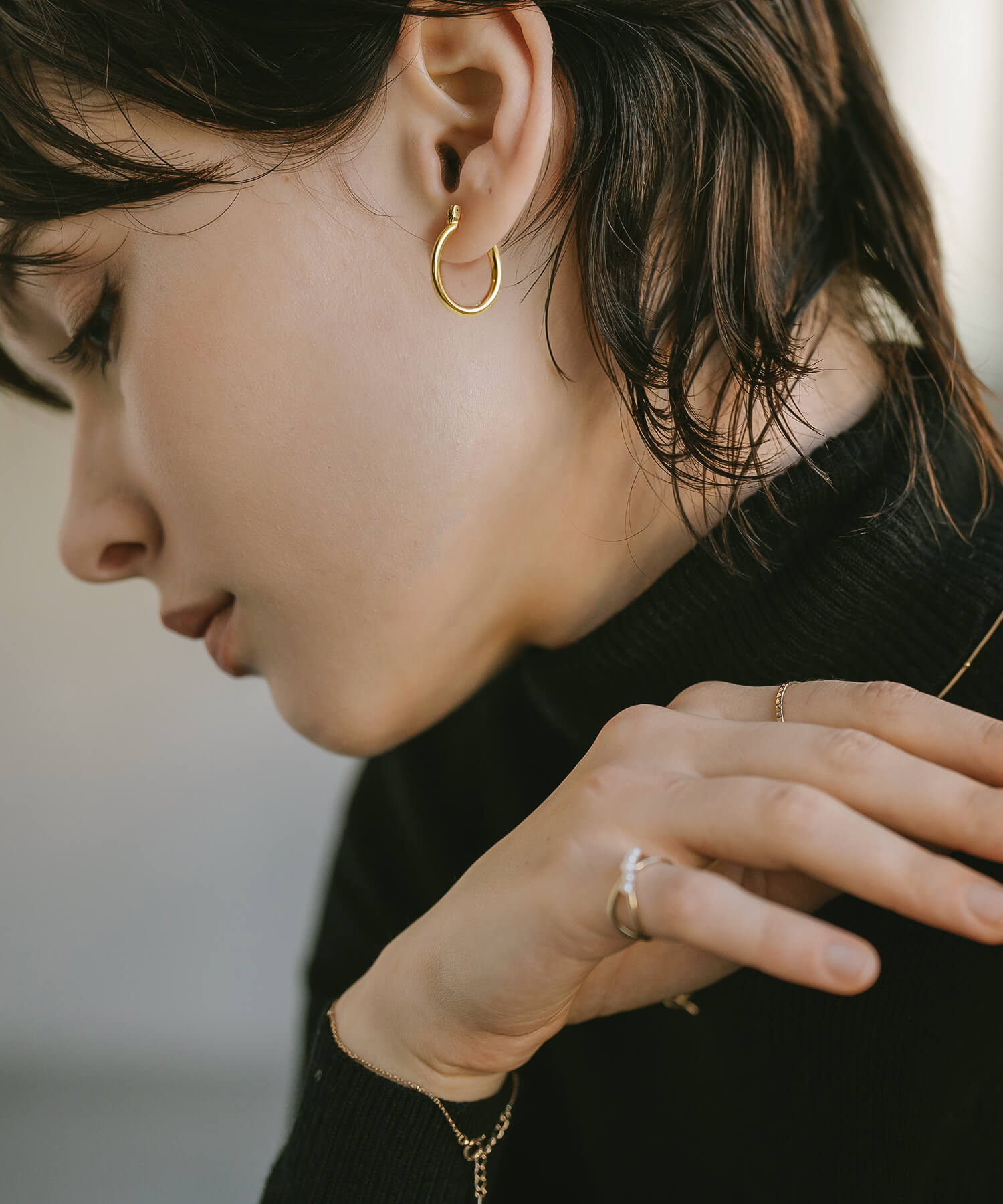 18K Gold Plated Sterling Silver Round Hoop Earrings | ORIFAR-HOOP