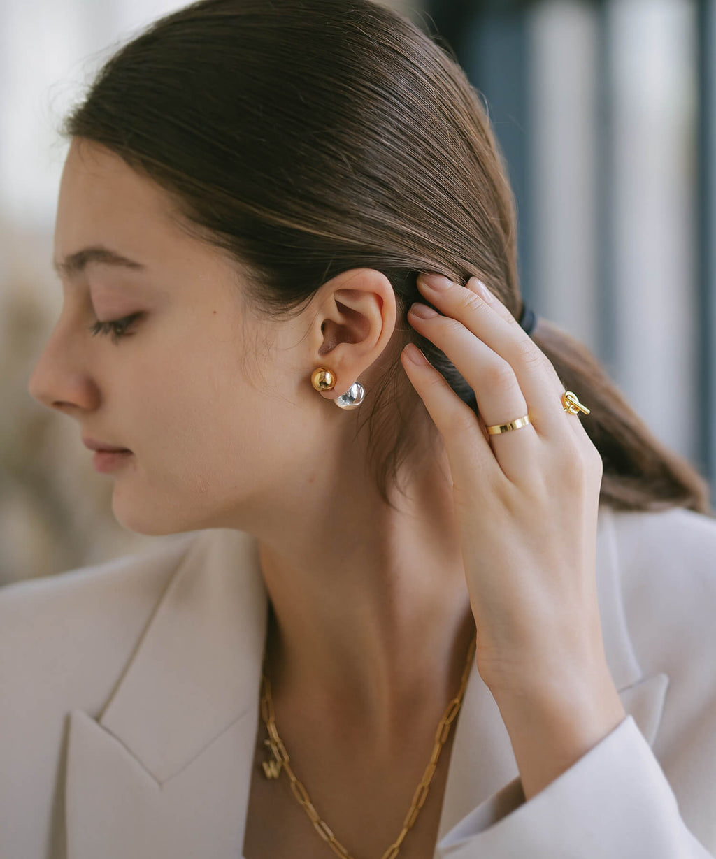 18K Gold Plated Sterling Silver Round Ball Stud Earrings | PALLO