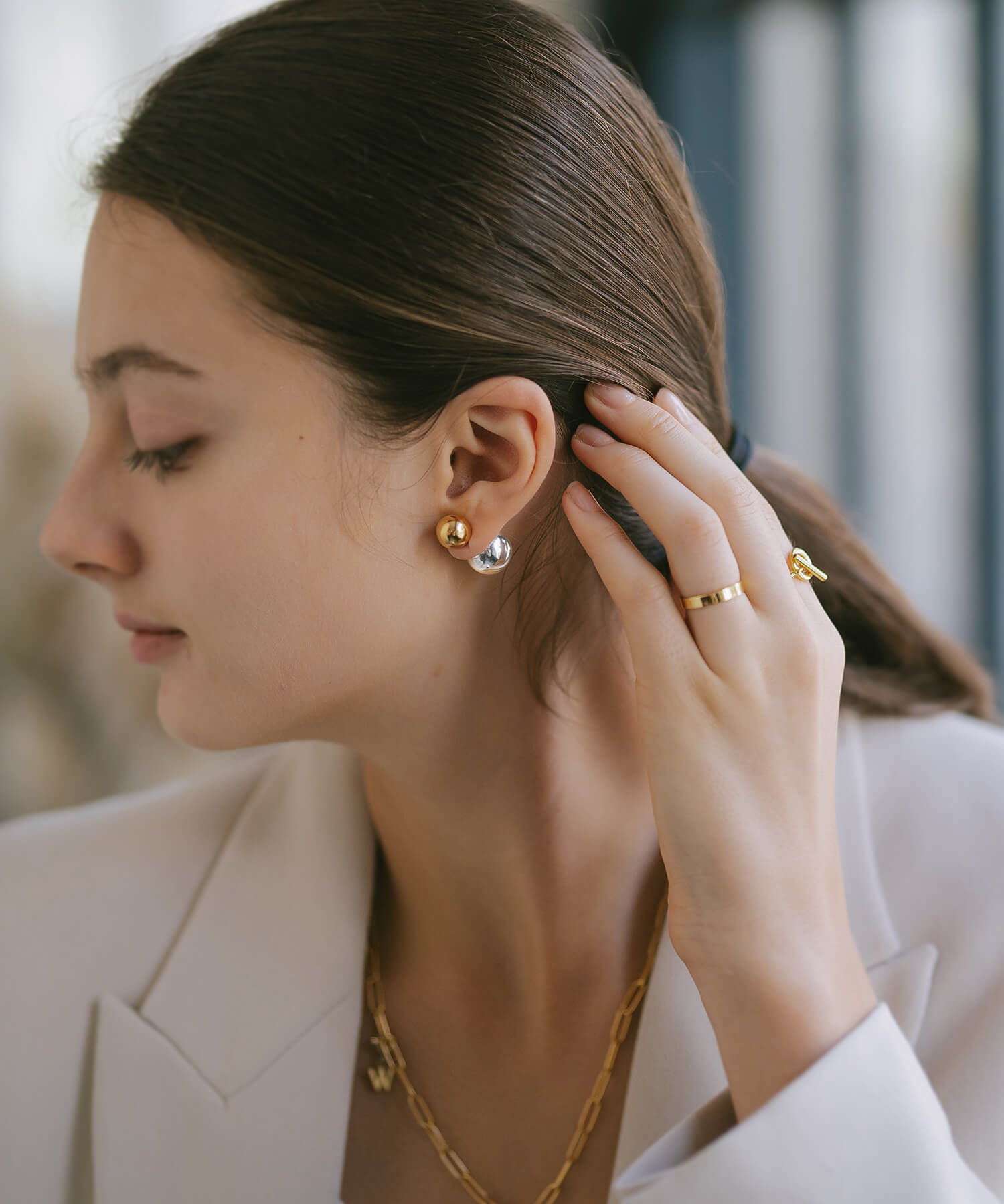 18K Gold Plated Sterling Silver Round Ball Stud Earrings | PALLO