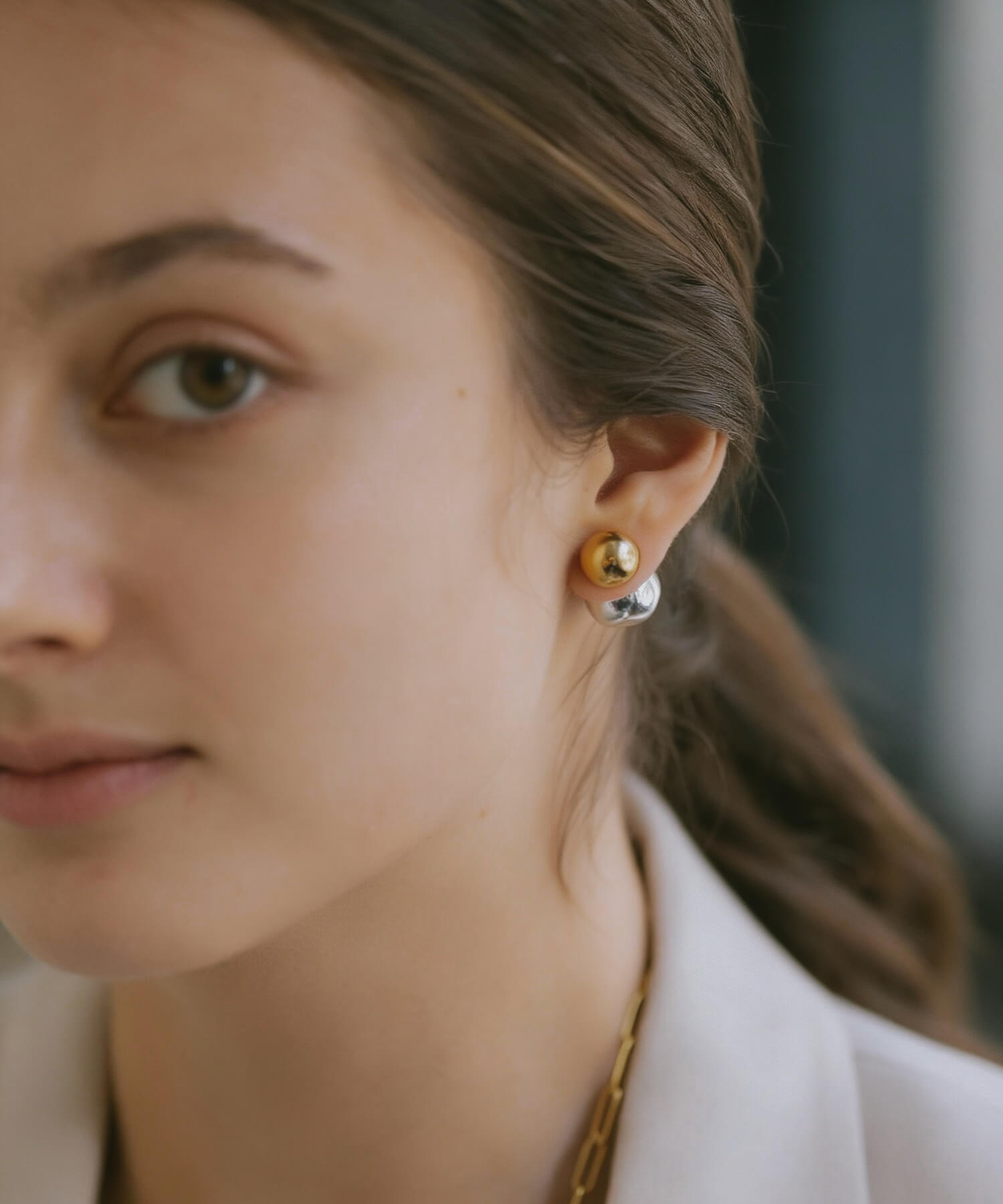 18K Gold Plated Sterling Silver Round Ball Stud Earrings | PALLO