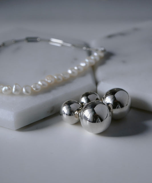 Silver925 Round Ball Stud Earrings | PALLO