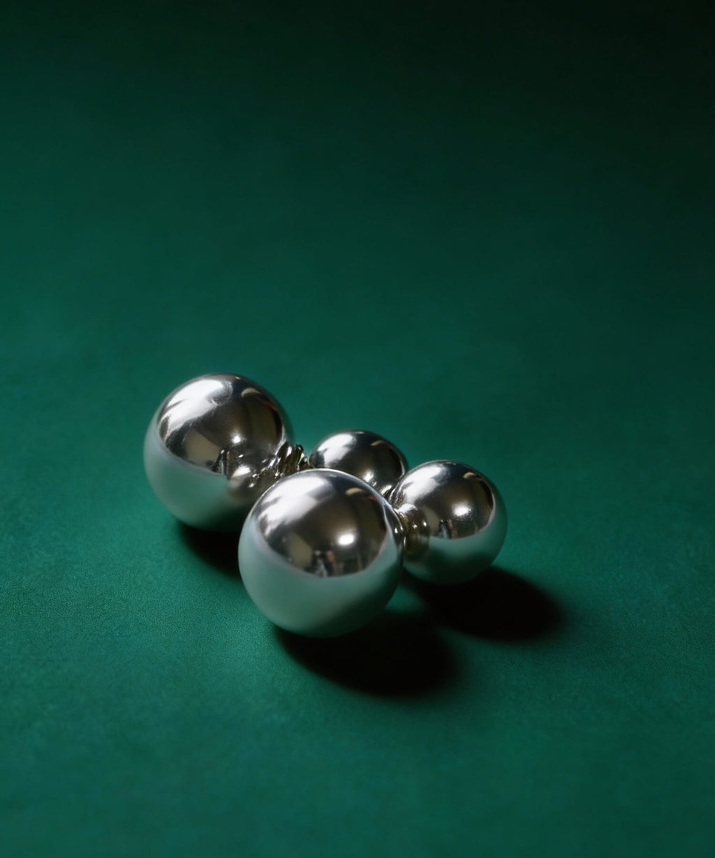 18K Gold Plated Sterling Silver Round Ball Stud Earrings | PALLO