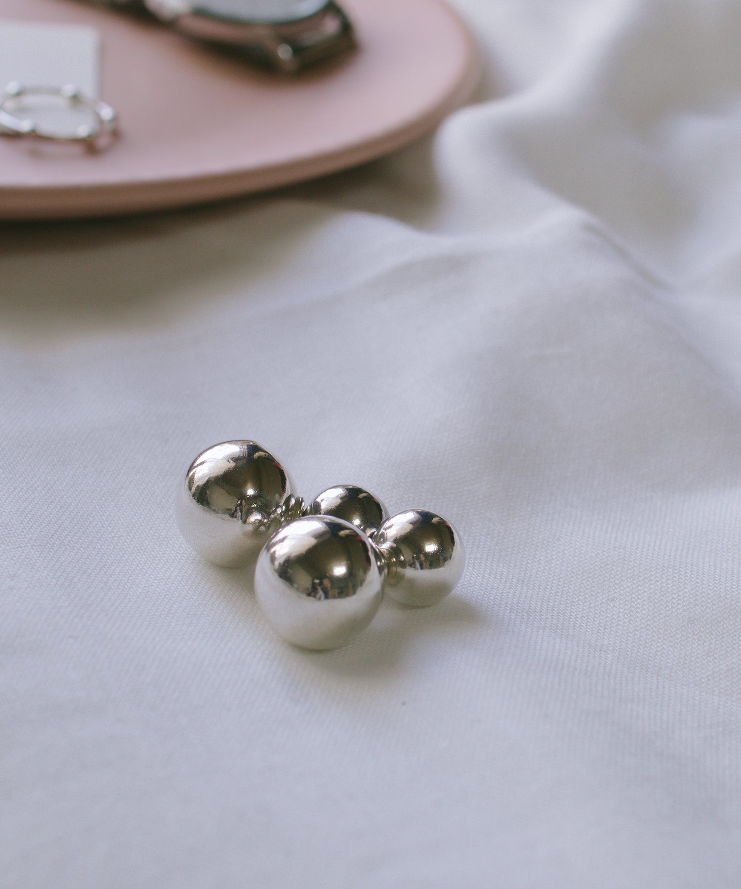 18K Gold Plated Sterling Silver Round Ball Stud Earrings | PALLO