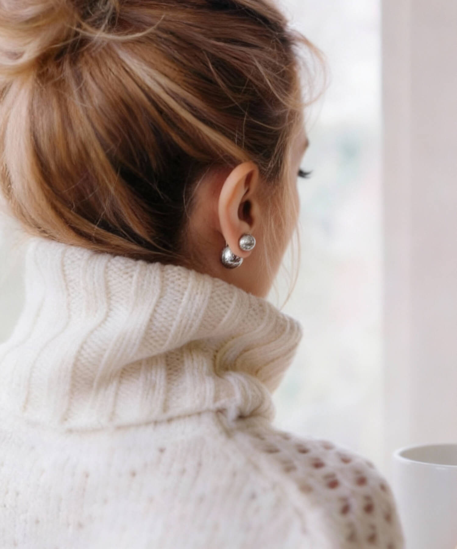 18K Gold Plated Sterling Silver Round Ball Stud Earrings | PALLO