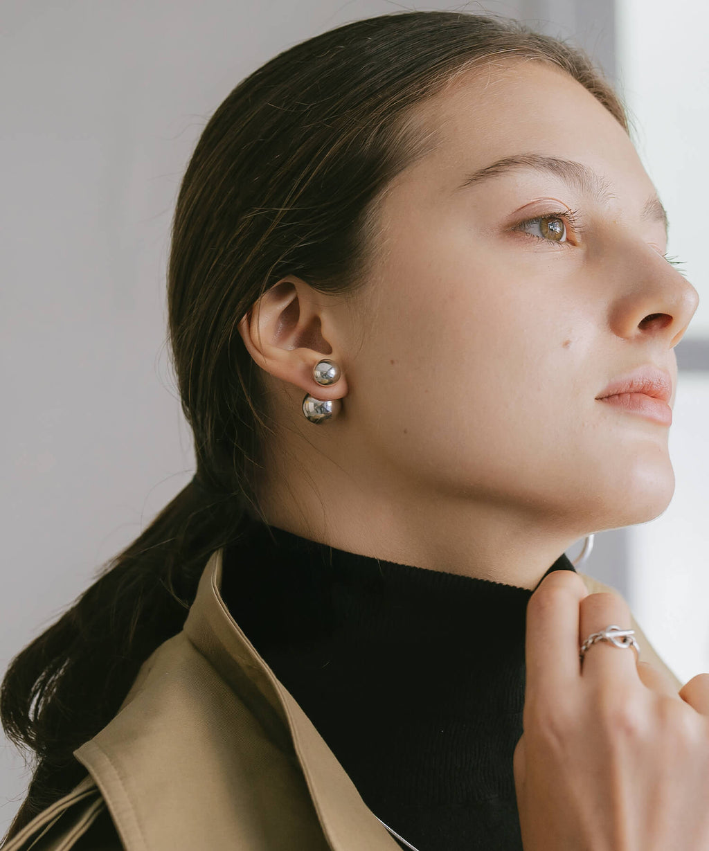 18K Gold Plated Sterling Silver Round Ball Stud Earrings | PALLO