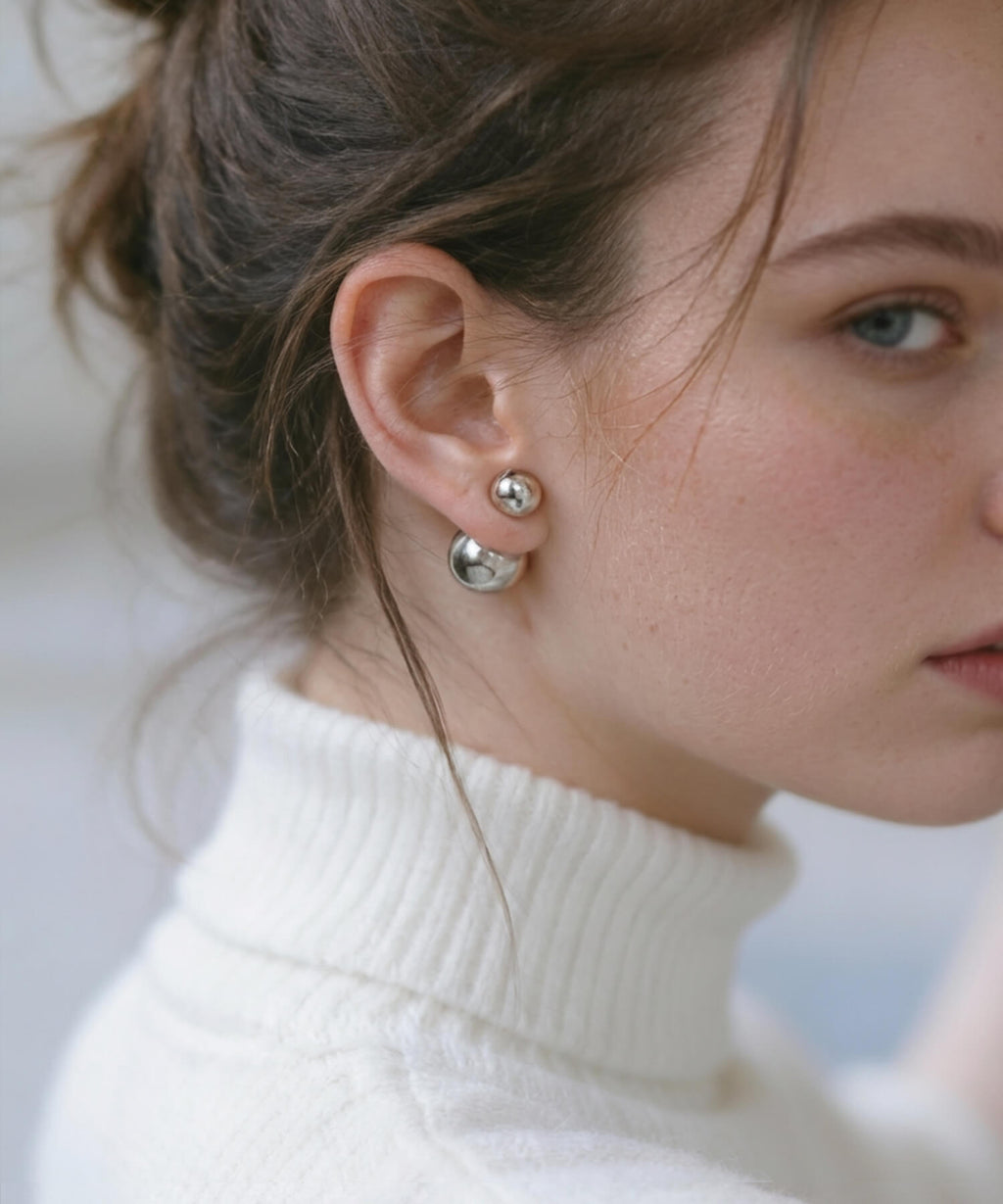 18K Gold Plated Sterling Silver Round Ball Stud Earrings | PALLO