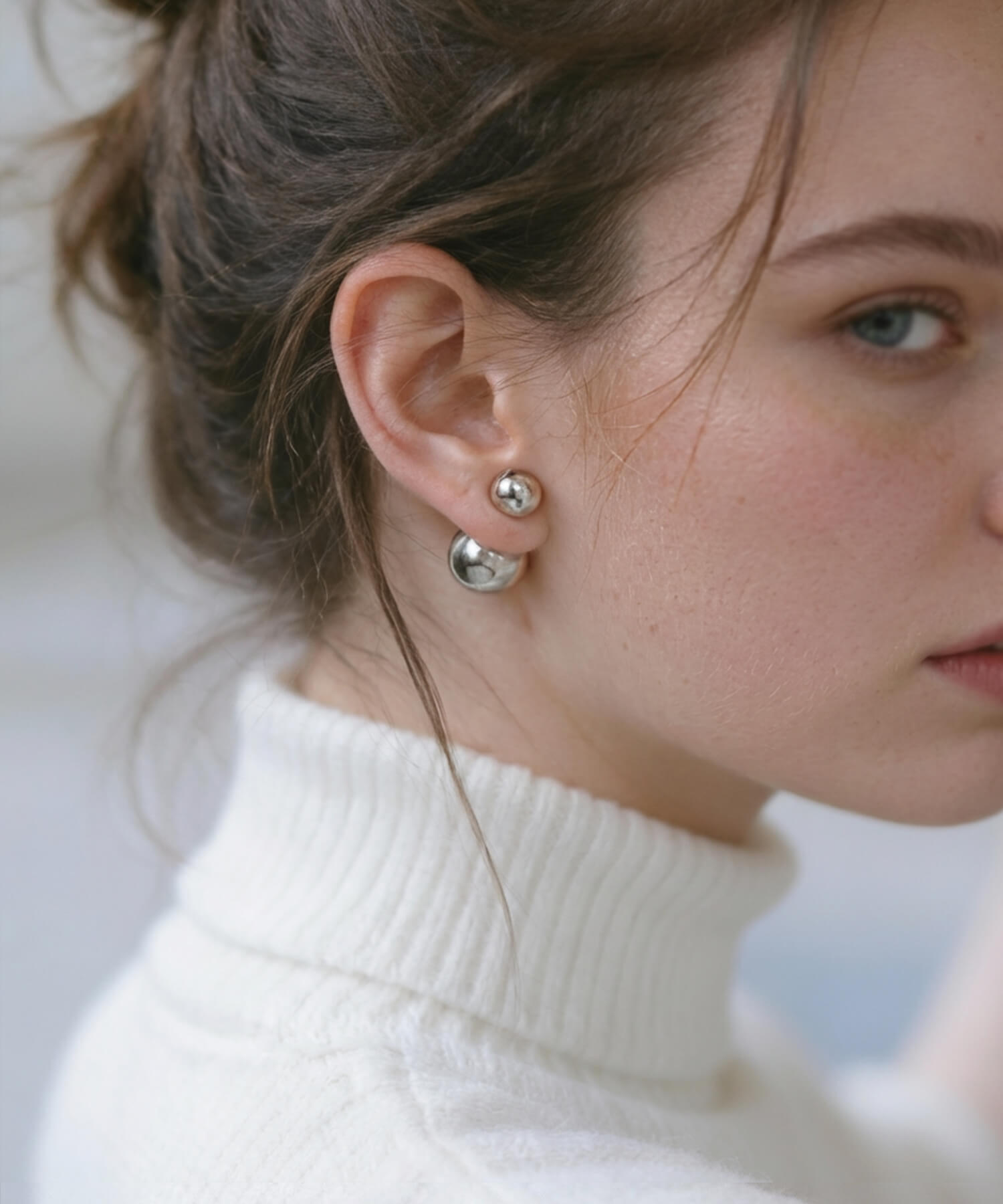 18K Gold Plated Sterling Silver Round Ball Stud Earrings | PALLO