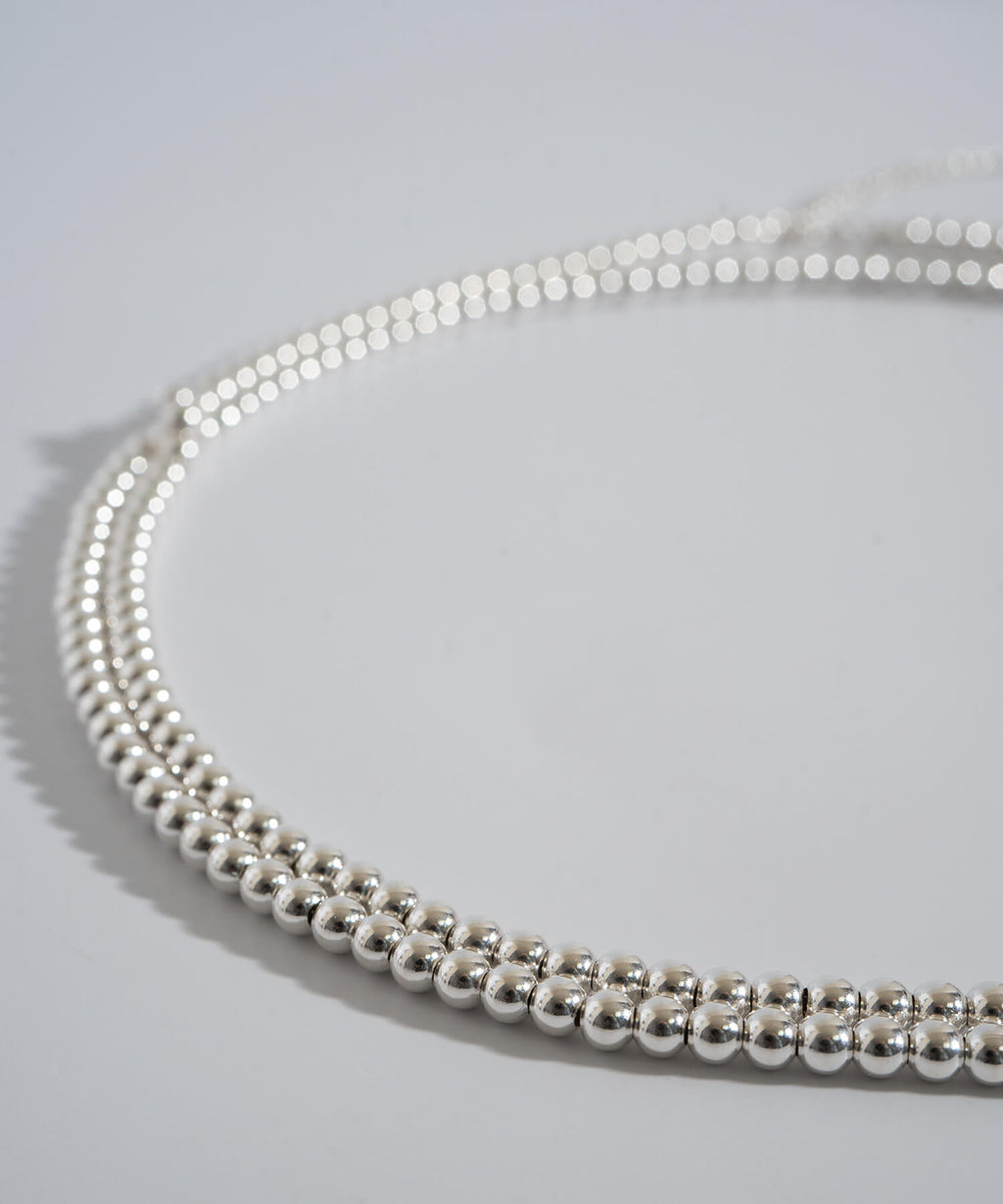 Close up of the polished 4mm sterling silver balls