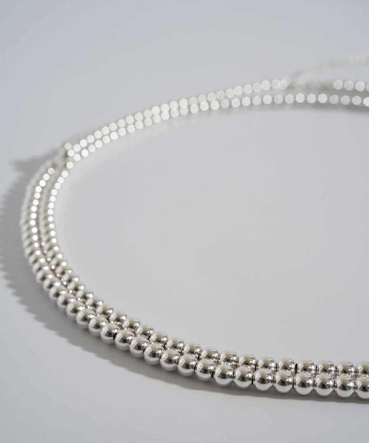 Close up of the polished 4mm sterling silver balls