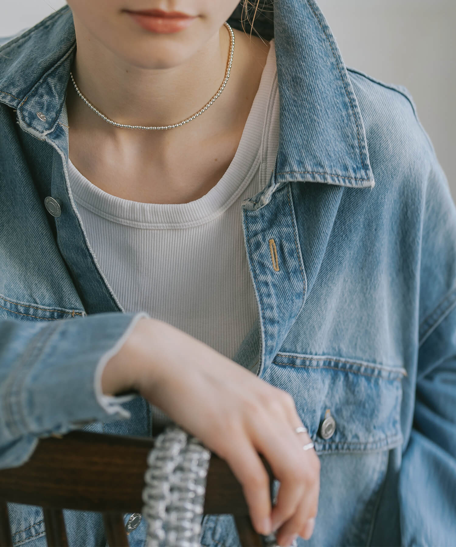 925 Sterling Silver Milli Grain Choker Necklace | PALMYLA-CHOKER