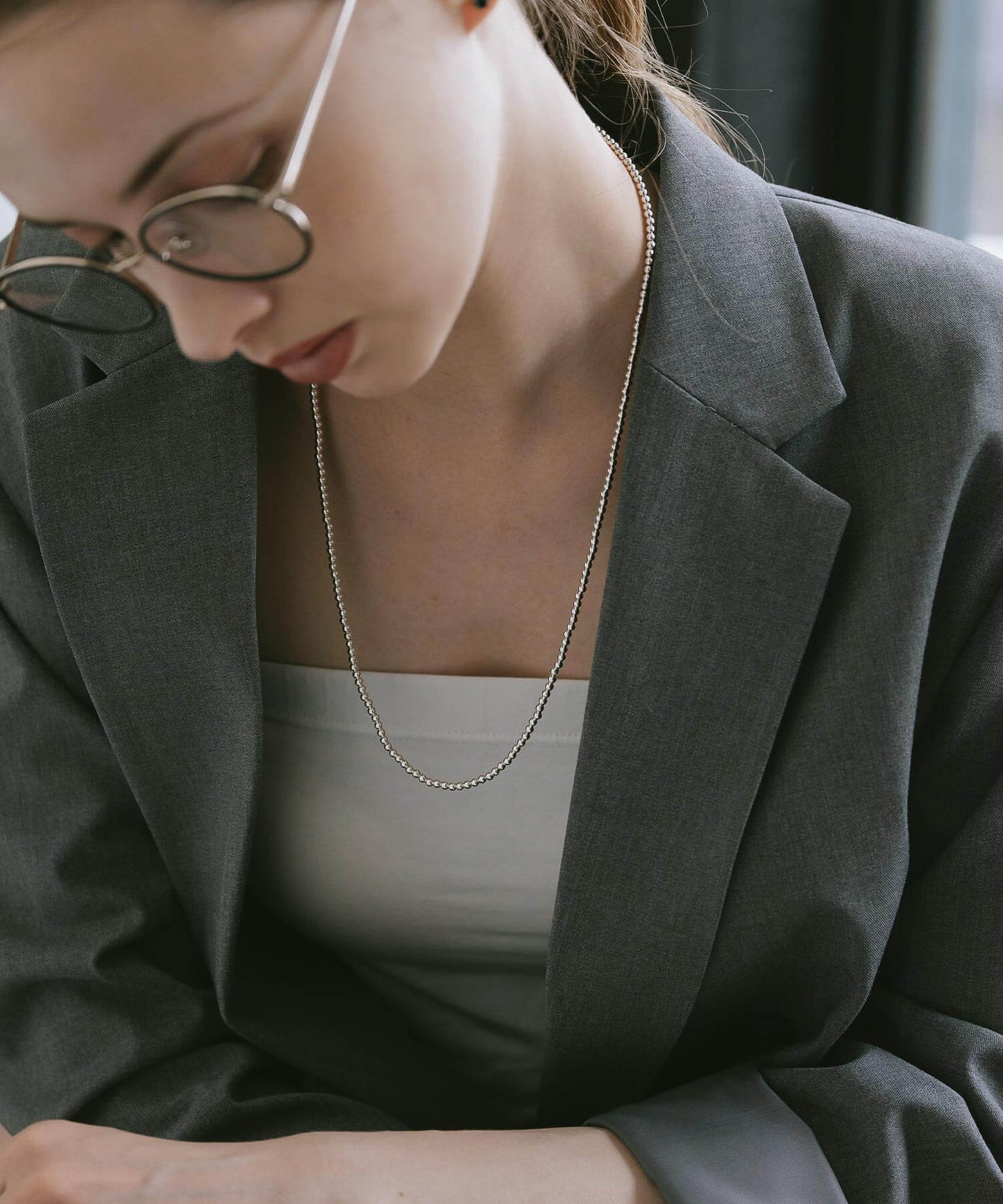 Silver925 Ball Chain Necklace | PALMYLA-MIDDLE NECKLACE