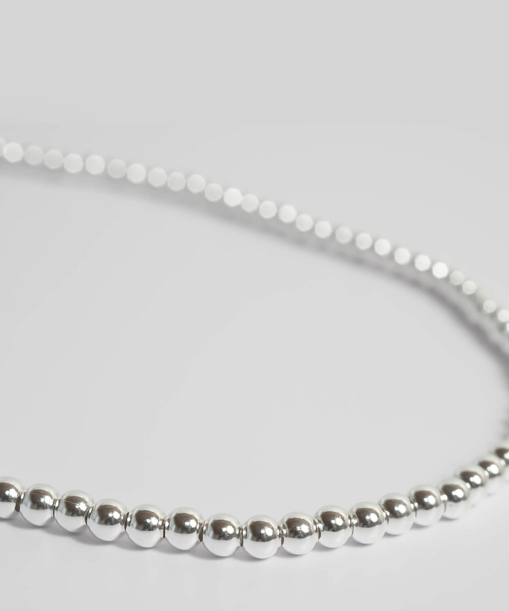 Close up of the polished sterling silver balls
