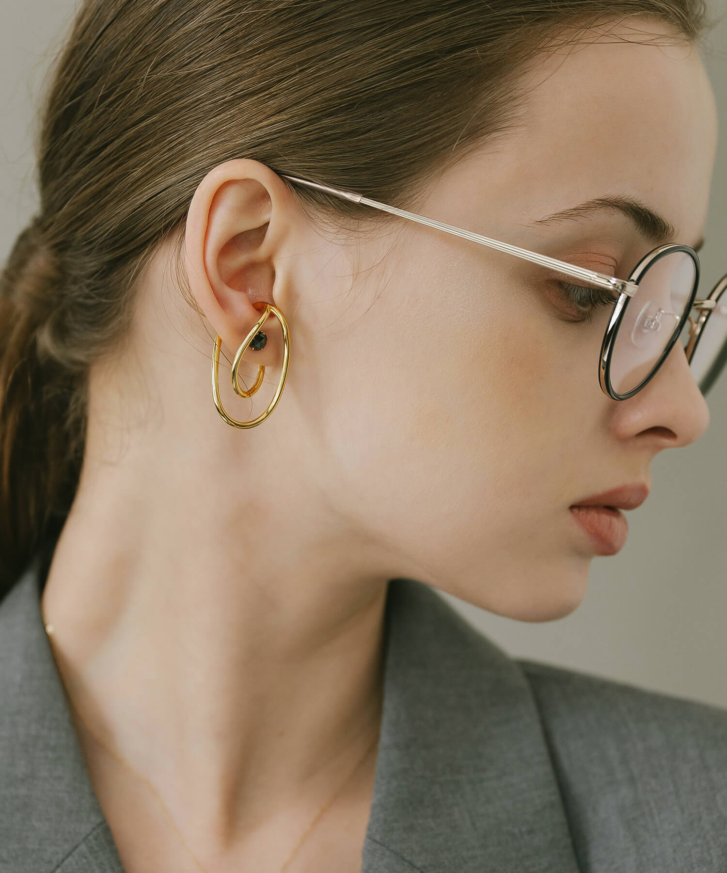 18K Gold Plated Sterling Silver Obal Oblong Earcuff | PALUNI