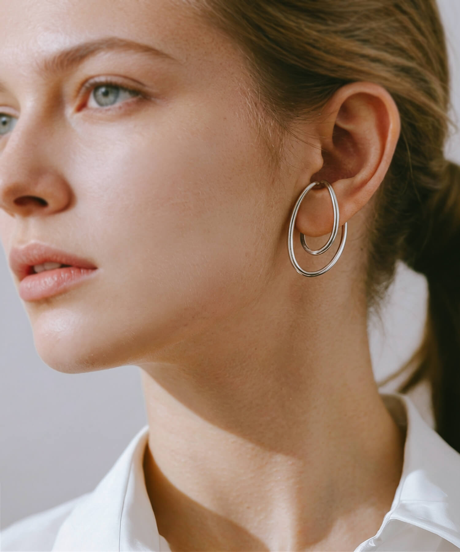 18K Gold Plated Sterling Silver Obal Oblong Earcuff | PALUNI