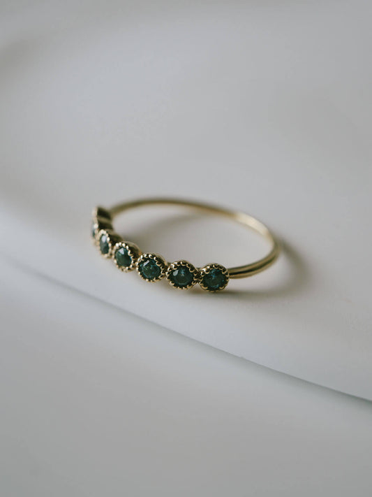 K10 slim band gem stone accent ring | PALVE-AZUR-RING