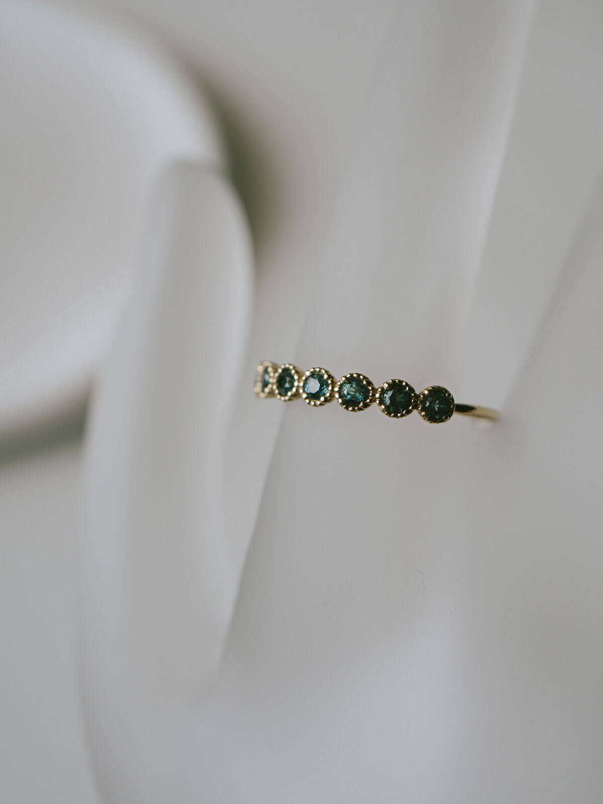 10K Gold Slim Band Gemstone Accent Ring | PALVE-AZUR