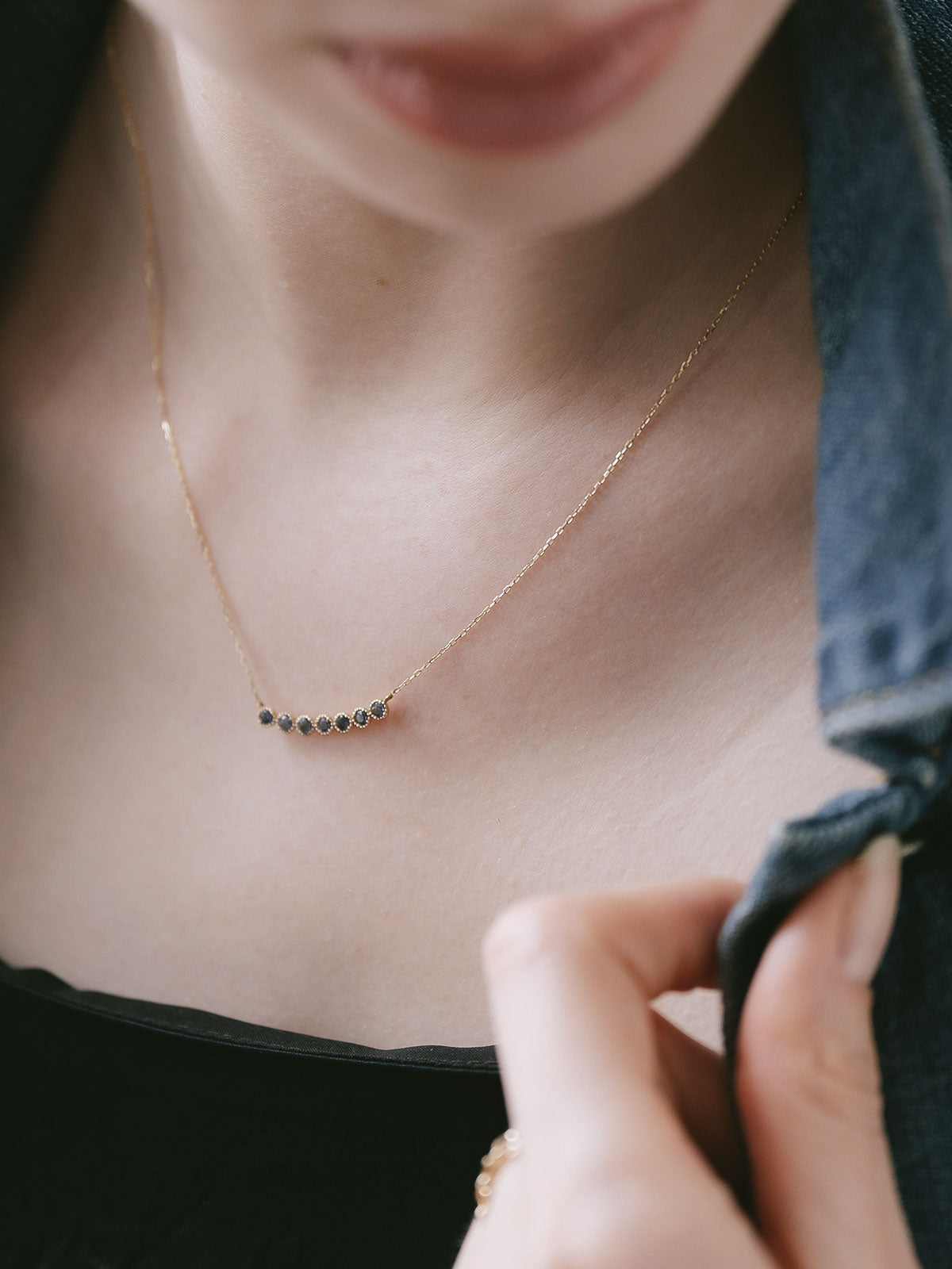 10K Gold Iolite Round Line Necklace | PALVE-SEPTET