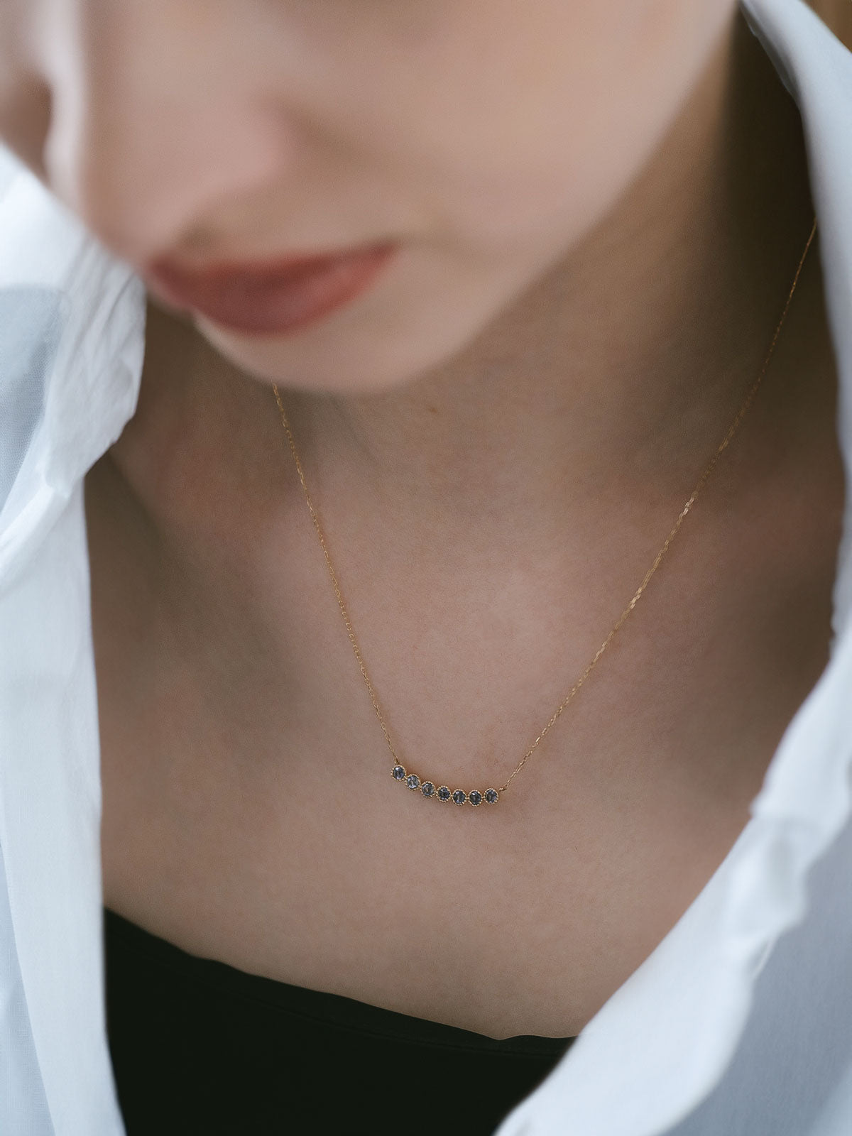 10K Gold Iolite Round Line Necklace | PALVE-SEPTET